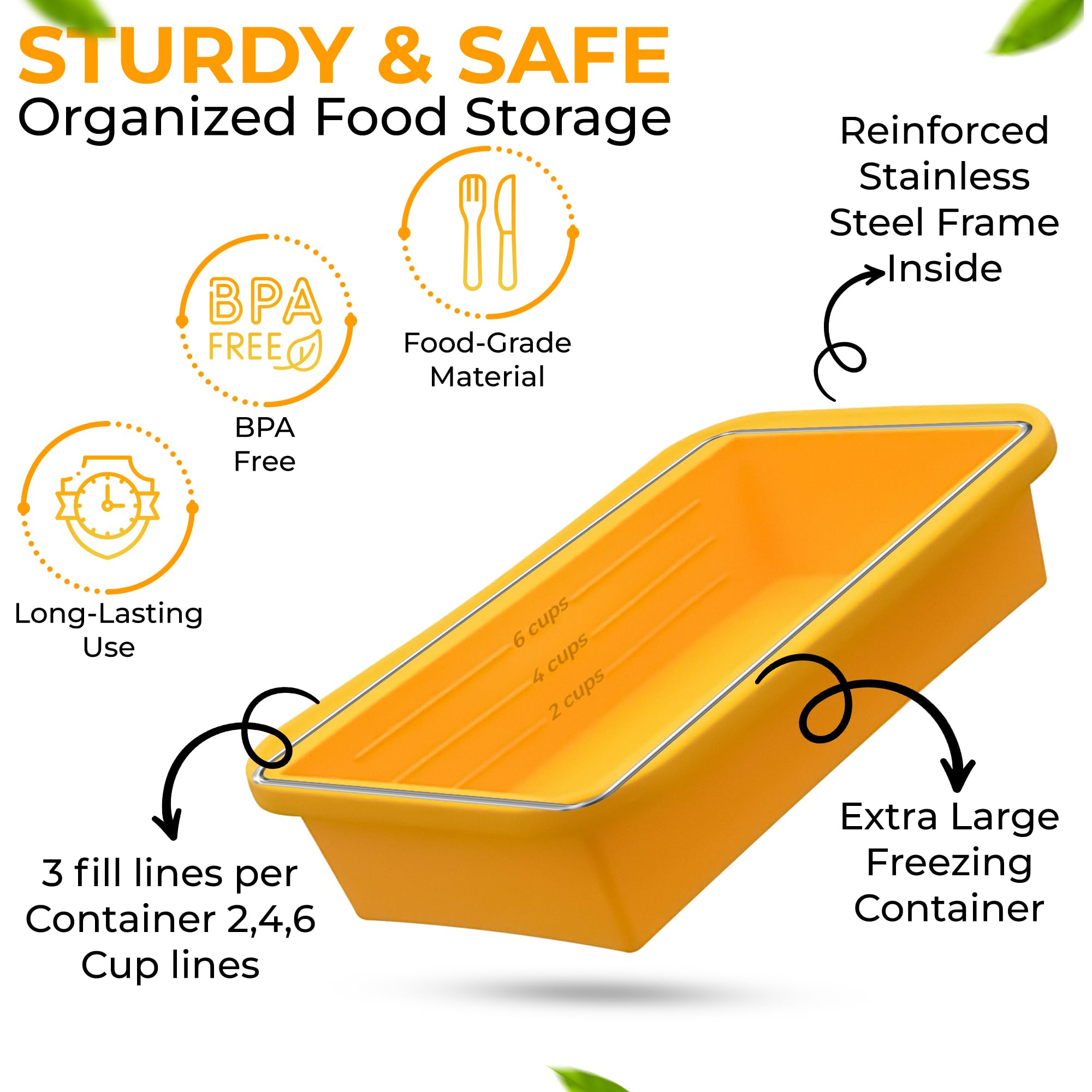 (2 Pack) Large Silicone Freezer Containers For Soup, Pasta Sauce, Leftovers, Broth & More - 6 Cup Reusable Bpa Free Non Plastic