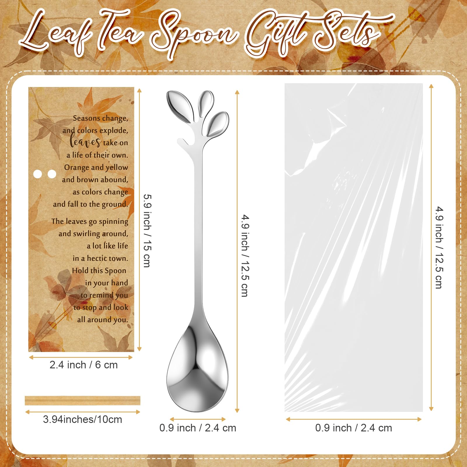 Nuogo 30 Sets Thanksgiving Tea Party Favors Tea Spoons Fall Leaf Coffee Dessert Spoons Bulk Autumn Harvest Bridal Shower Favor W