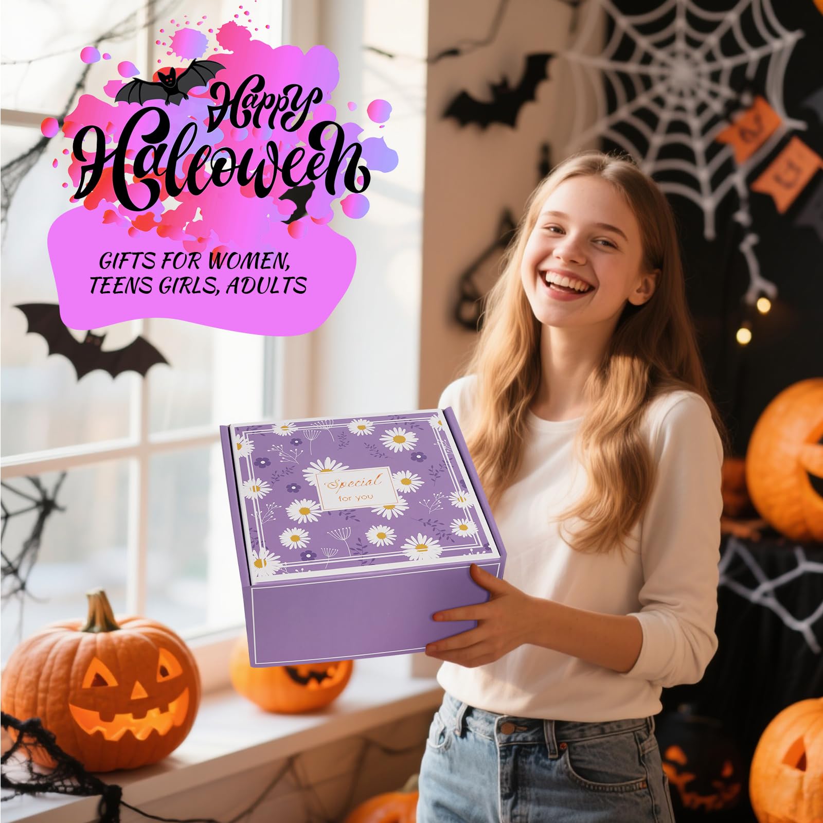 Halloween Gifts for Women, Teen Girls, Friend, Ghost Halloween Cup, Spooky Iced Coffee Mug for Smoothie, Boo Basket Stuffers, Sp