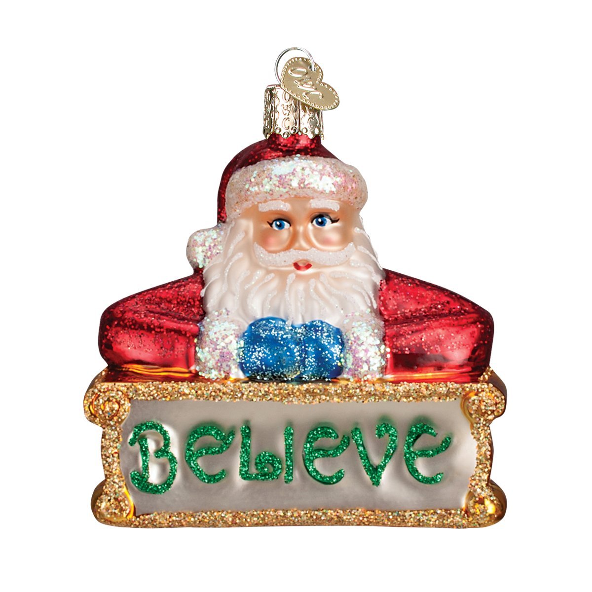 Old World Christmas Ornaments Believe Santa Glass Blown Ornaments for Christmas Tree
