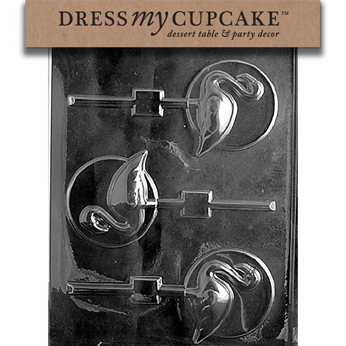 Dress My Cupcake Chocolate Candy Mold, Flamingo Lollipop On Disc