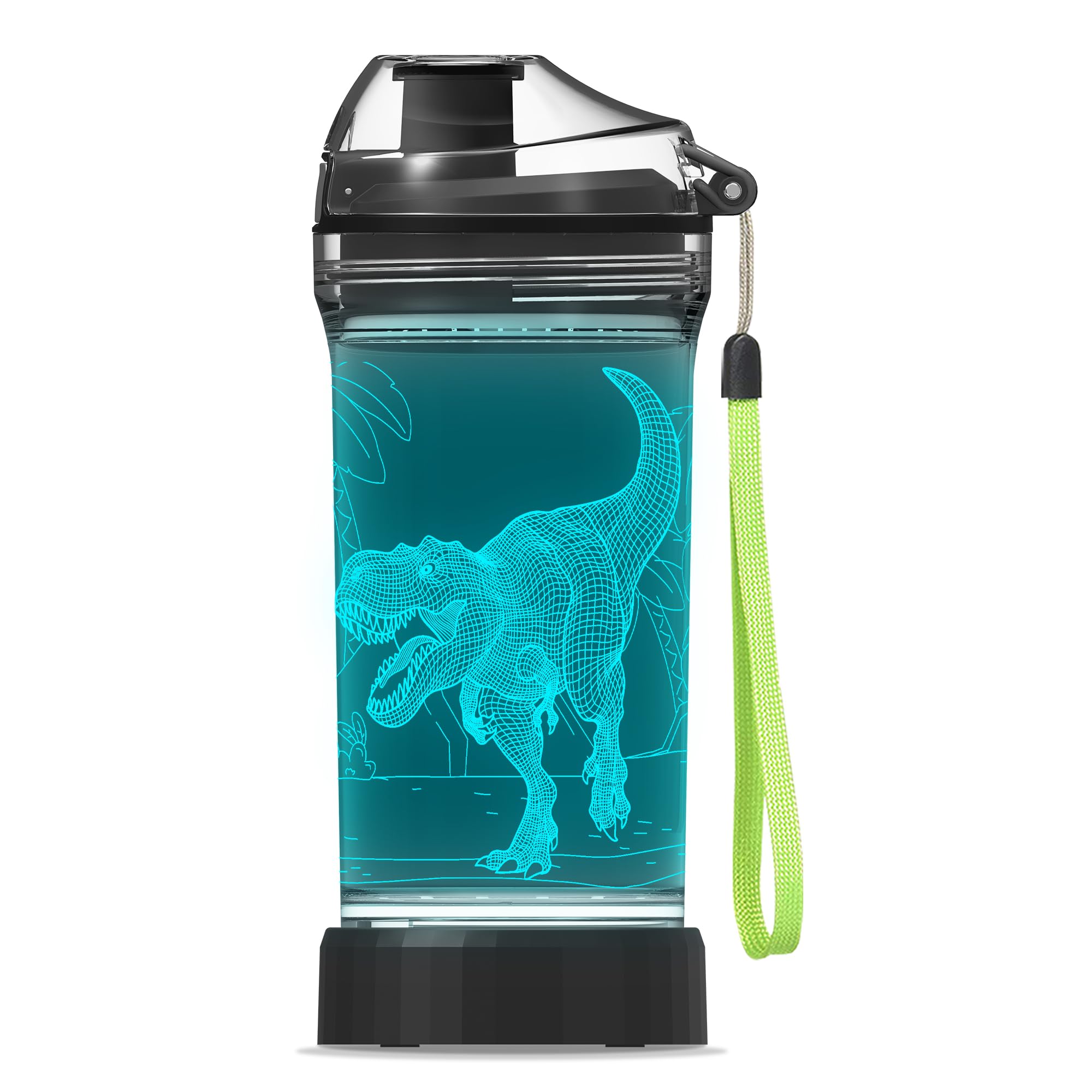 Okiyid Kids Water Bottle With 3D Light-Up Led Lights - Bpa Free - Perfect For Back-To-School Season, Girls, Boys, Kids, Holiday