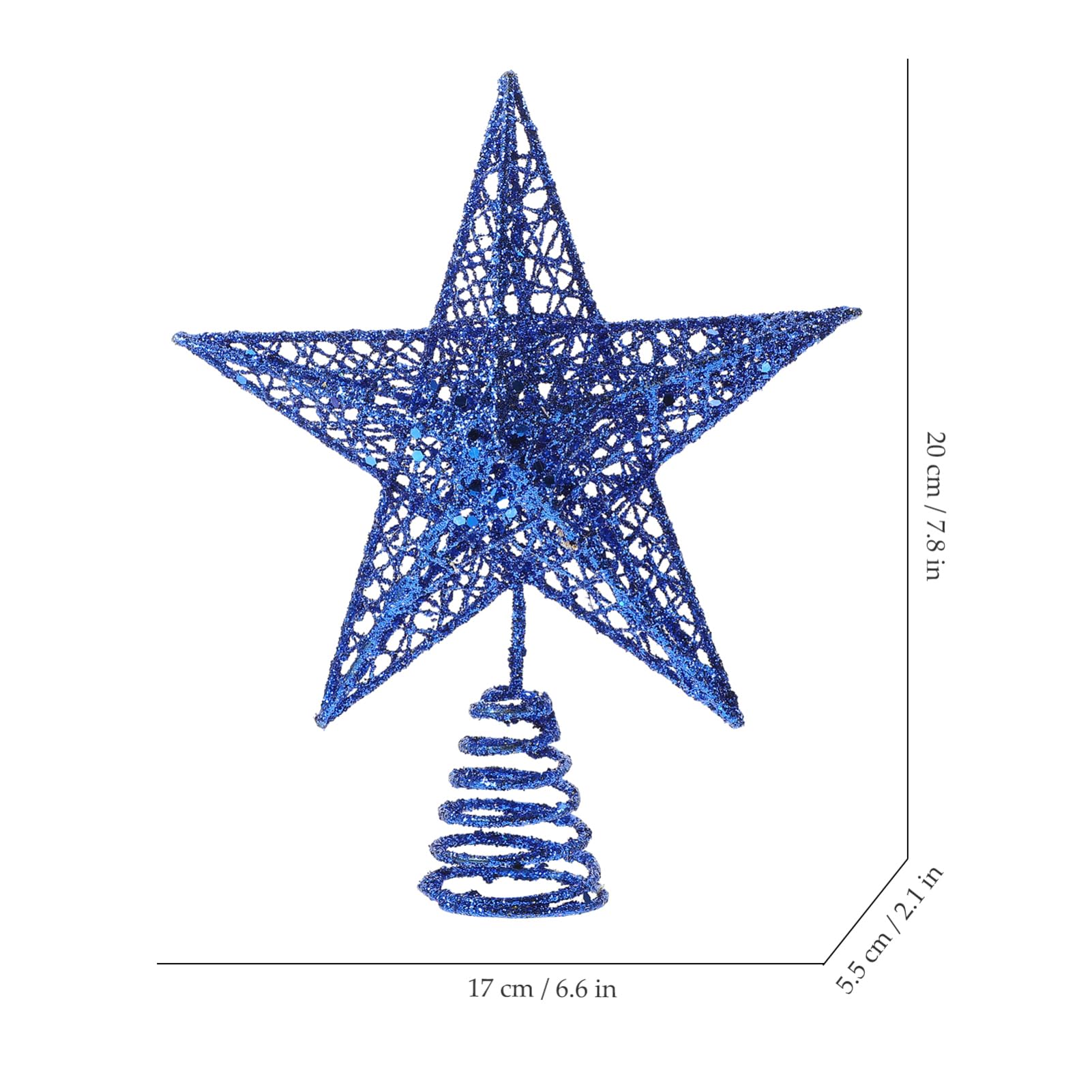 LABRIMP Christmas Decorations Star Christmas Tree Topper Glitter Safe Sturdy Treetop Star Ornament 20cm Blue