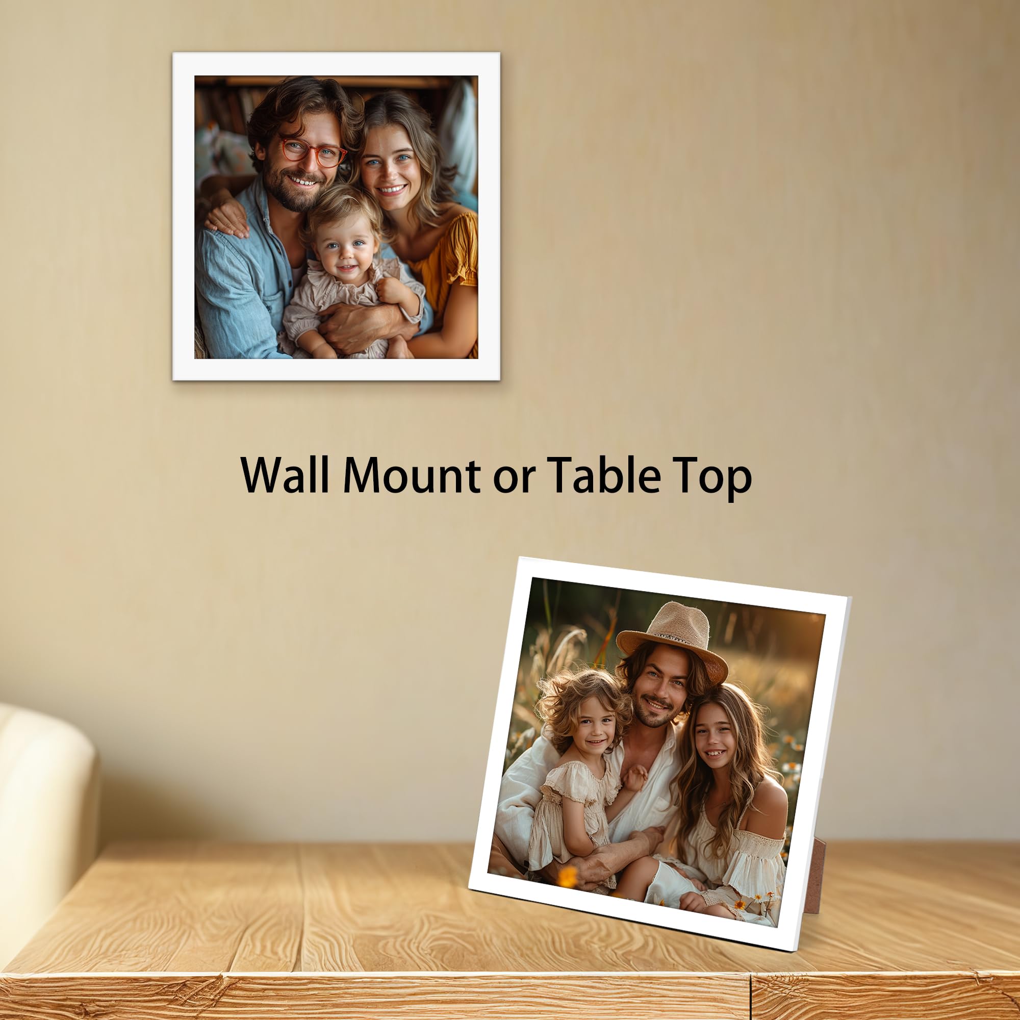 Giftgarden 6x6 Picture Frame White, 6 by 6 Thin Square Photo Frame for Gallery Wall Tabletop Display, Single