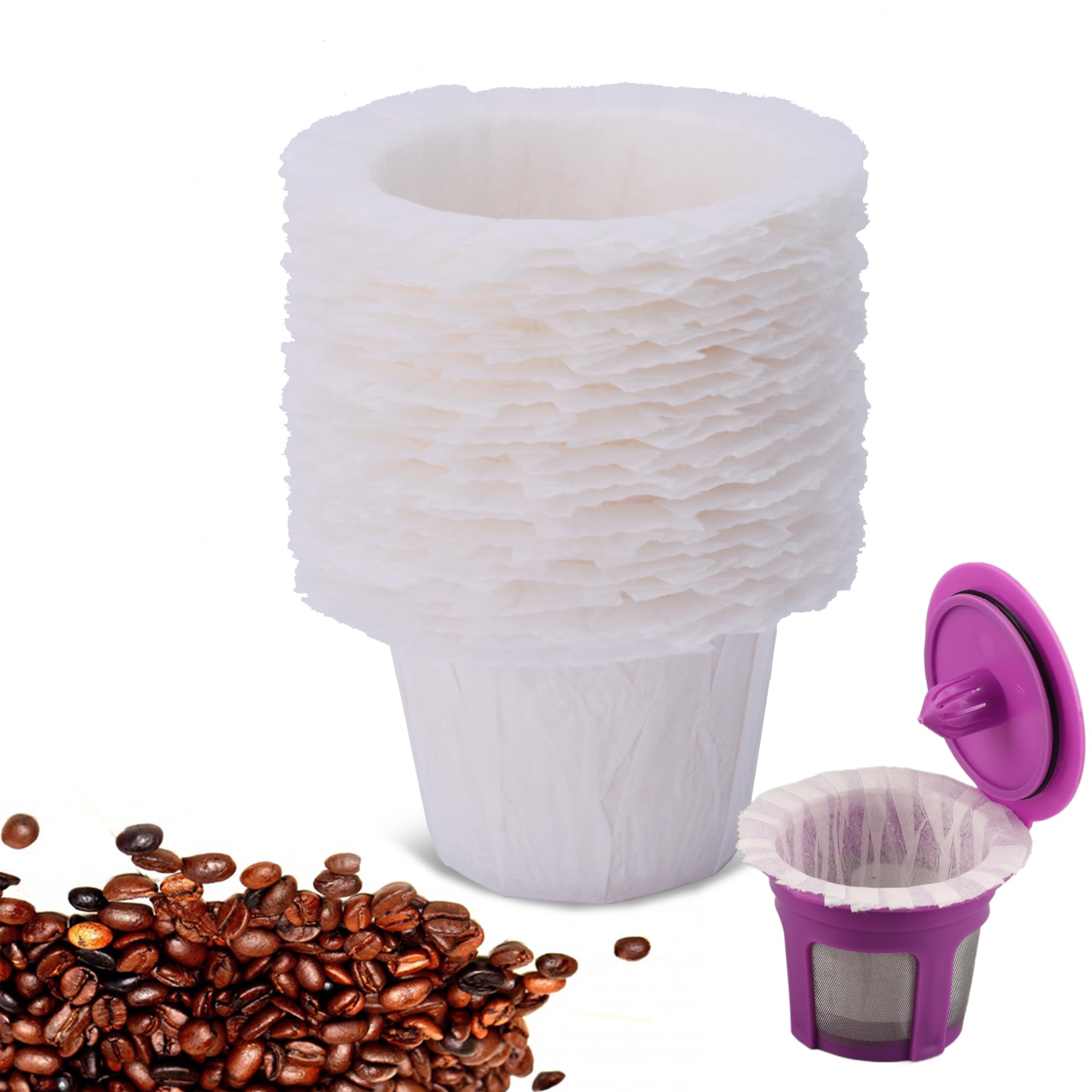 Disposable Coffee Filters,100 Count Coffee Paper Filters Compatible With Keurig Single Serve 1.0 And 2.0, Fits All Brands Reusab