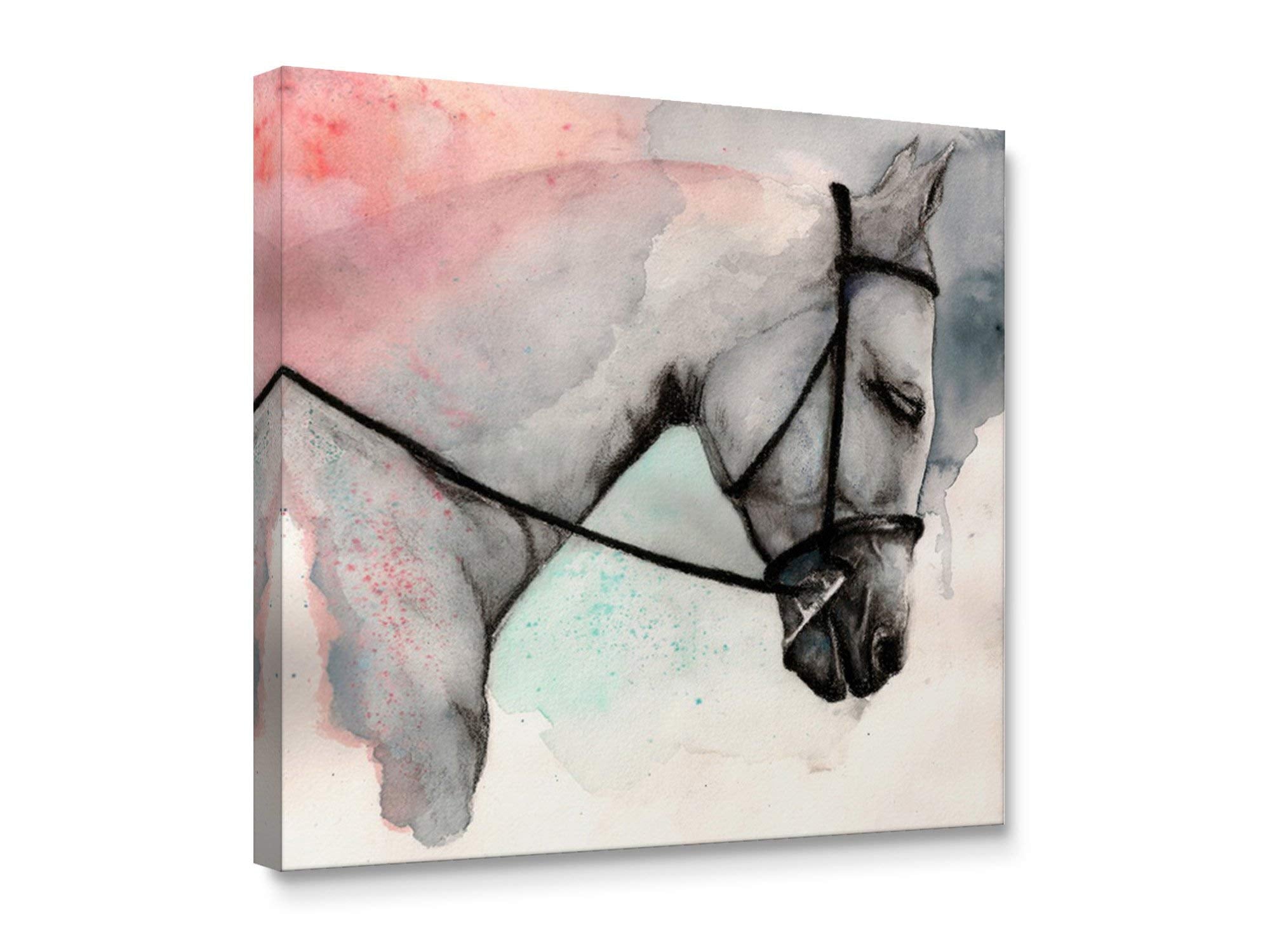 Niwo Art - Horse Watercolor, Horse Canvas Wall Art Home Decor,Stretched Ready To Hang (20''X20''X3/4'')