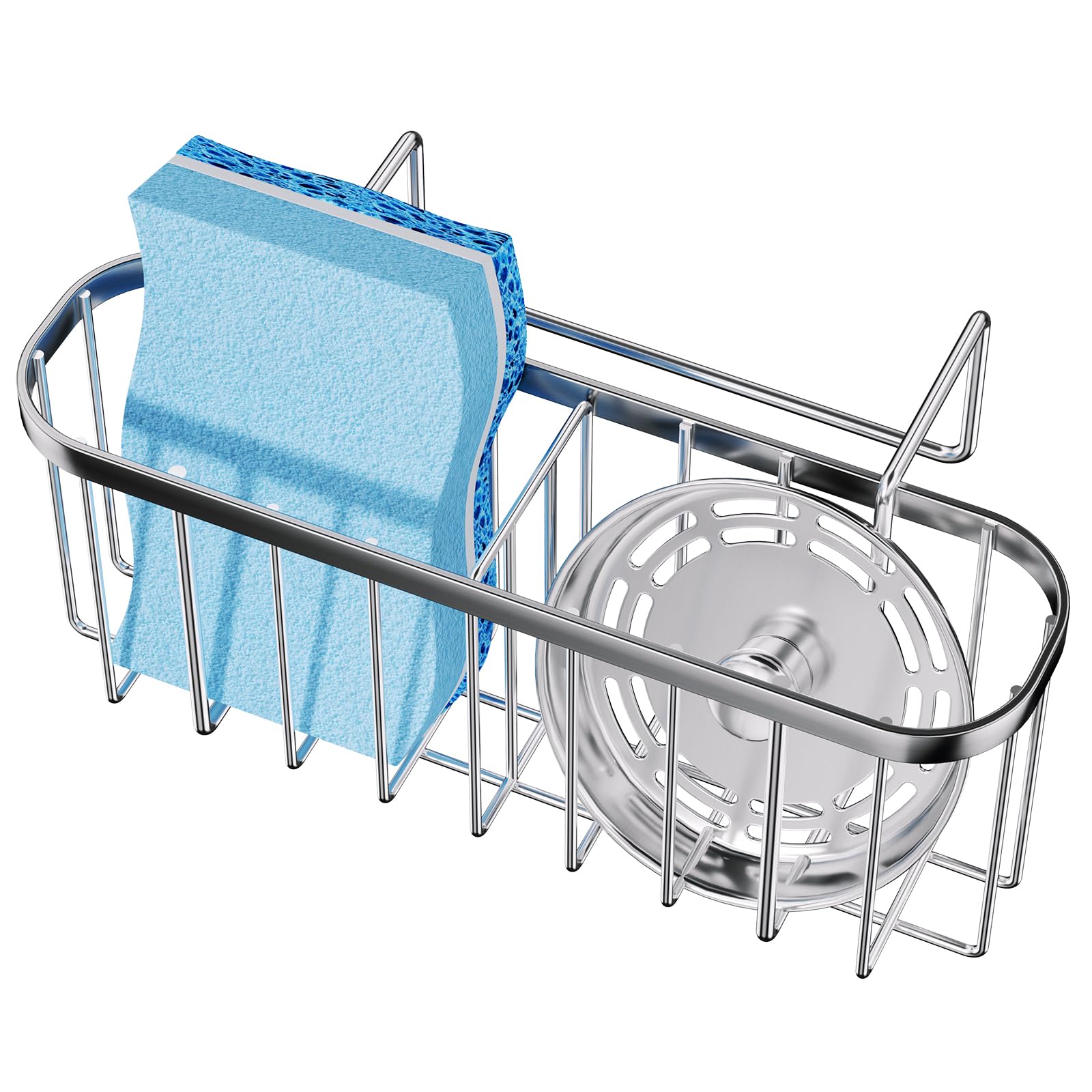 Swtymiki Sponge Holder For Kitchen Sink With Partition, Movable Kitchen Sink Caddy With Compact Size Rustproof And Waterproof Ha