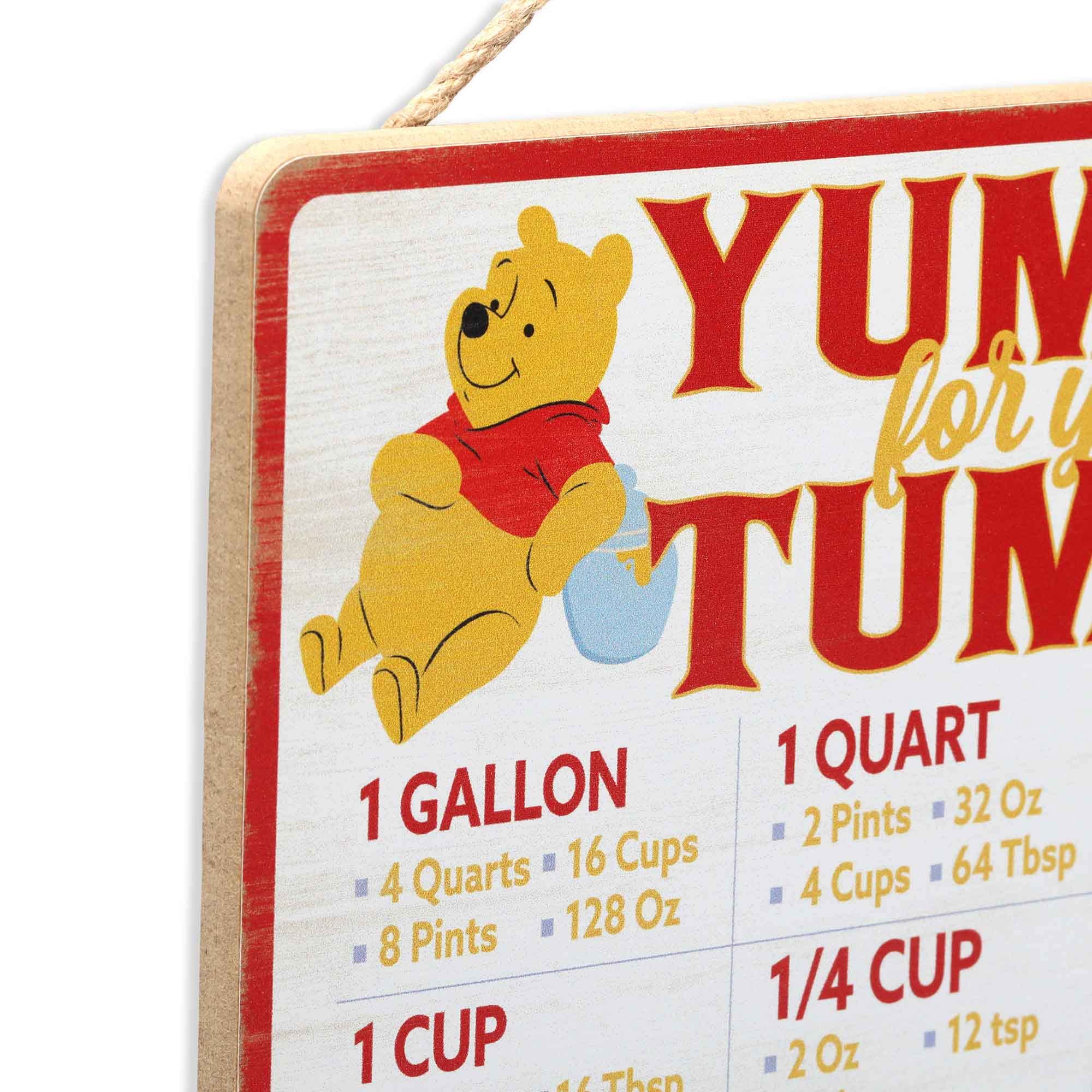 Disney Winnie the Pooh Yummy for Your Tummy Hanging Wood Measuring Sign - Kitchen Conversion Chart for Home