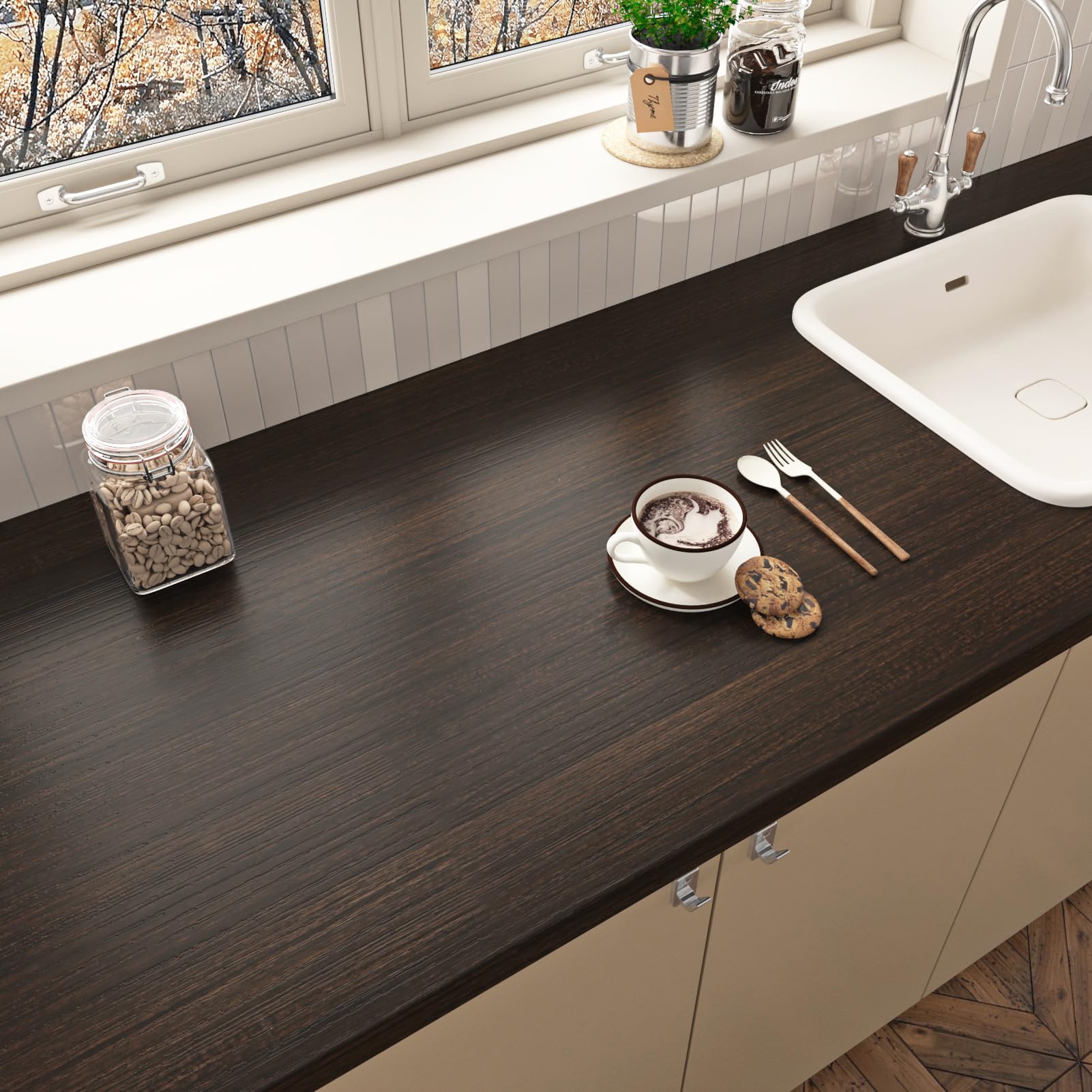 Wallercity Thick Brown Wood Grain Wallpaper Faux Wood Grain Contact Paper for Countertops Decorative Self-Adhesive Vinyl Film fo