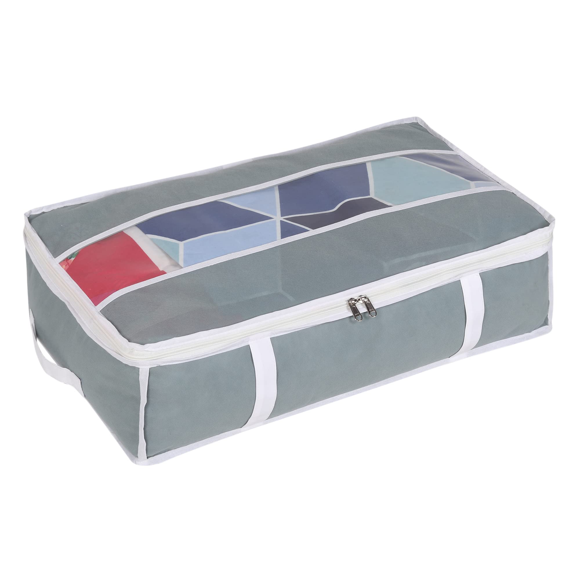 Double R Bags Large Underbed Storage Organizer Containers Foldable Capacity Under Bed Storage Bag With 4 Reinforced Handles And 
