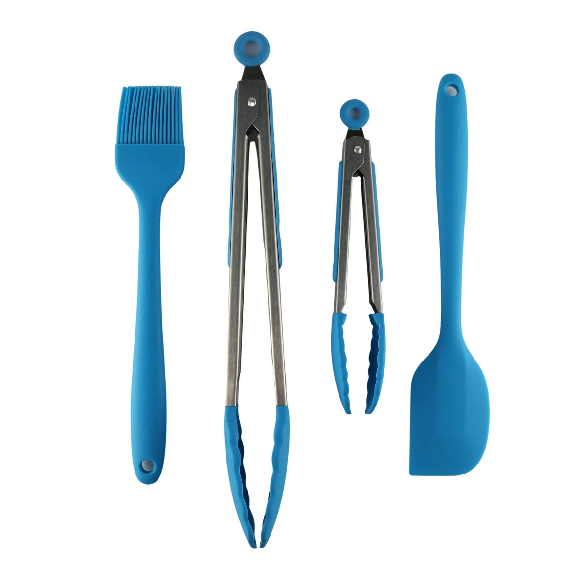 Heavy Duty Silicone Food Basting Brush And Tongs Kitchen Set, Heat Resistant With Stainless Steel For Bbq Grill & Baking, Soft B