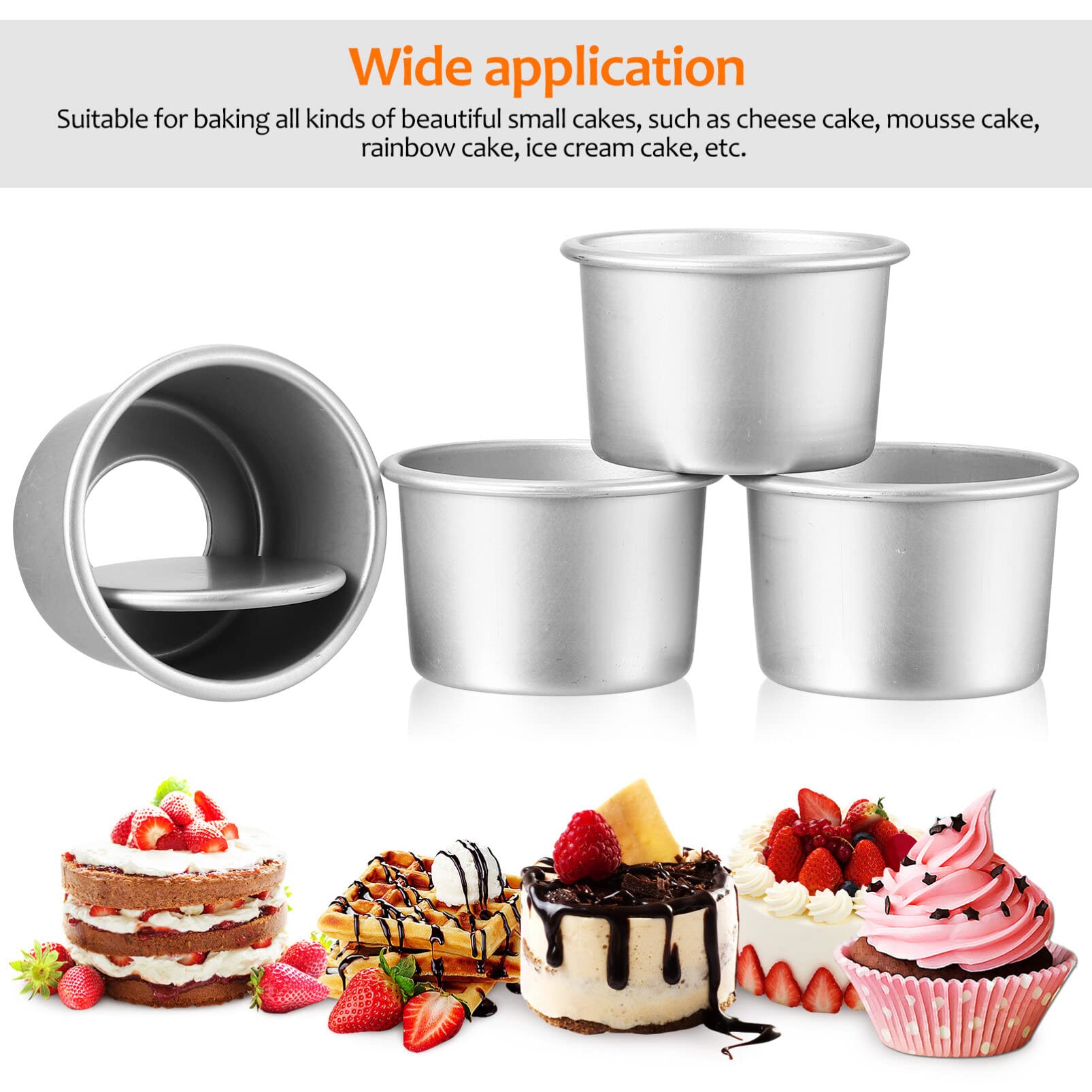 Upkoch Cheesecake Pans 12 Pcs Round Cake Pans With Removable Bottom Non-Stick Cheesecake Pan Aluminum Cake Mold Baking Pan Small