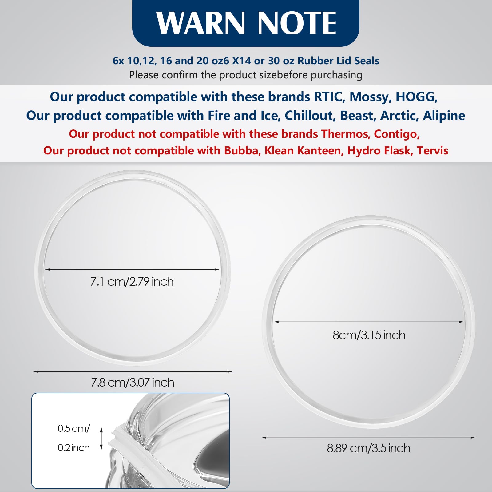30 Ounce And 20 Ounce Replacement Rubber Lid Seals Compatible Seals Lid Gaskets For 10, 12, 14, 16, 20 Or 30 Ounce Compatible Wi