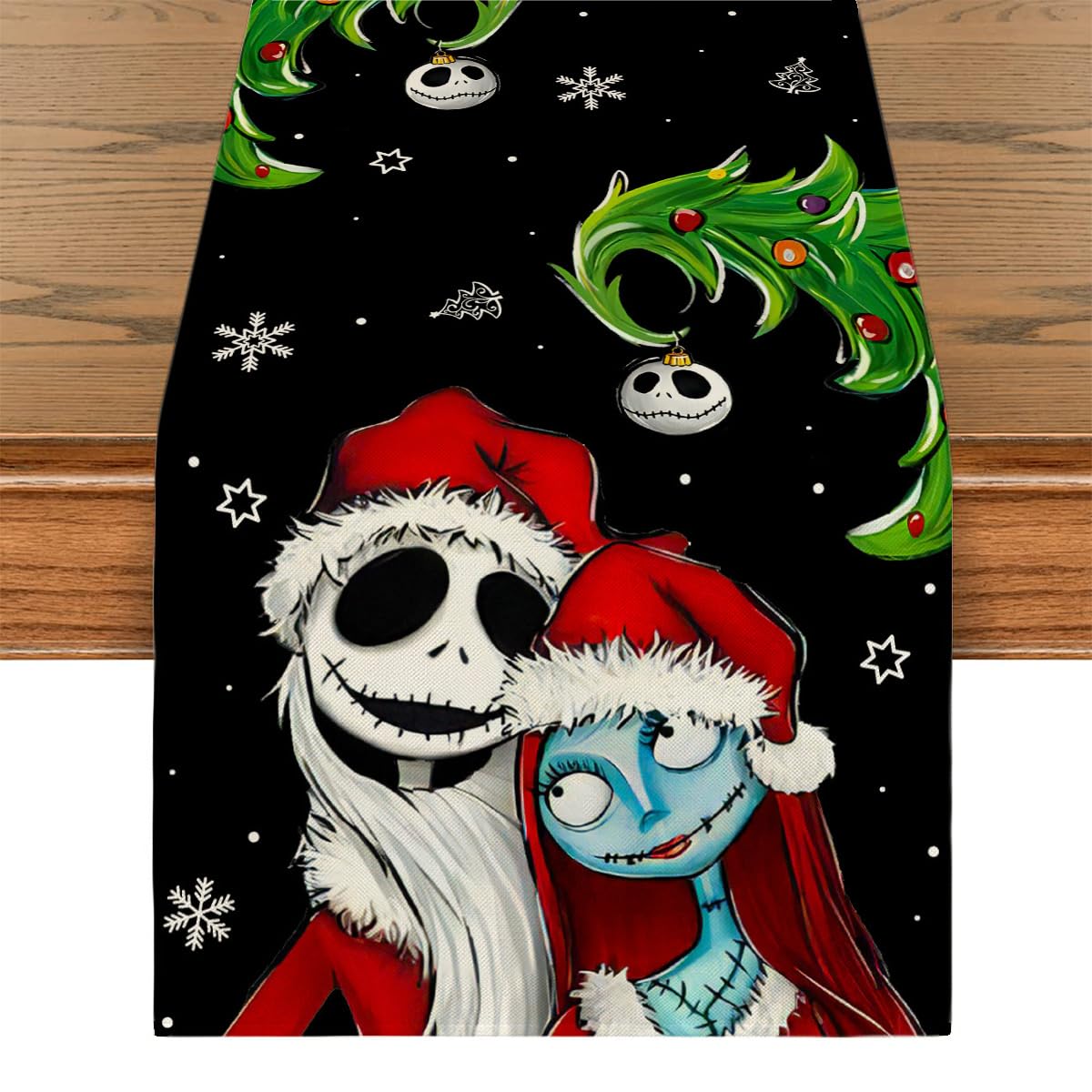 Christmas Table Runner Halloween Tablecloth Christmas Nightmare Before Decor Jack And Sally Christmas Decorations For Home Party