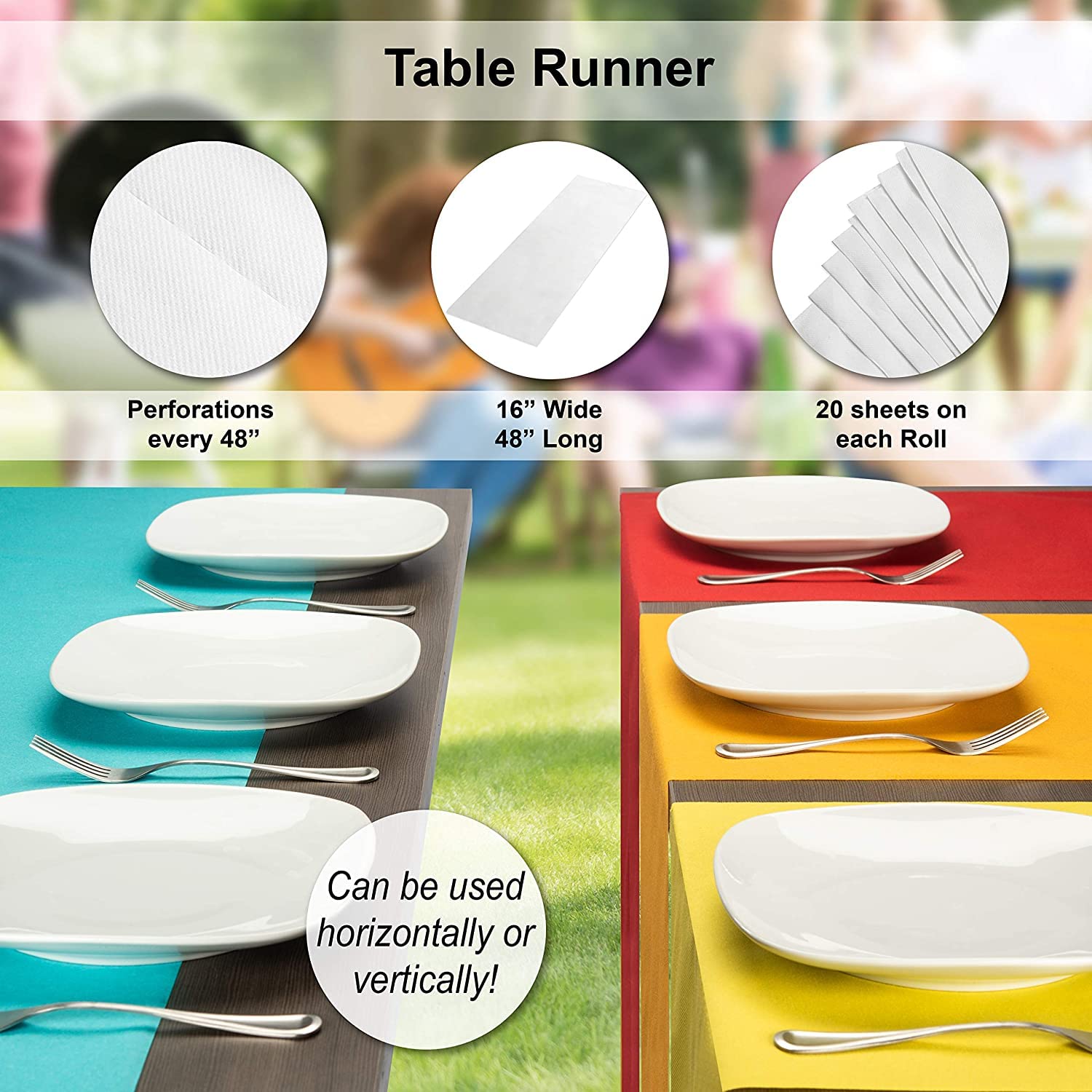 Ah American Homestead Paper Dining Table Runner For Party 78 Ft = 20 Perforated Table Runners 16    X 48   - Strong, Absorbent,