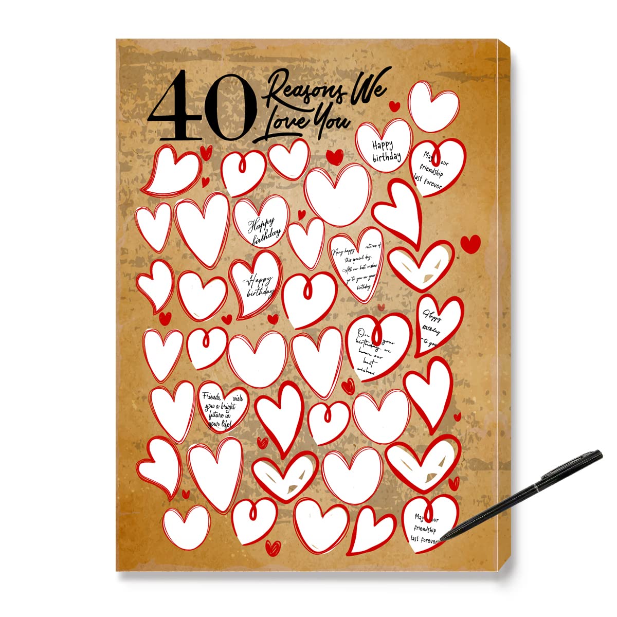 40 Reason Why We Love You,40Th Birthday Wall Decor,40Th Birthday Gifts For Women Men,Guest Canvas 40Th Anniversary Or 40Th Birth