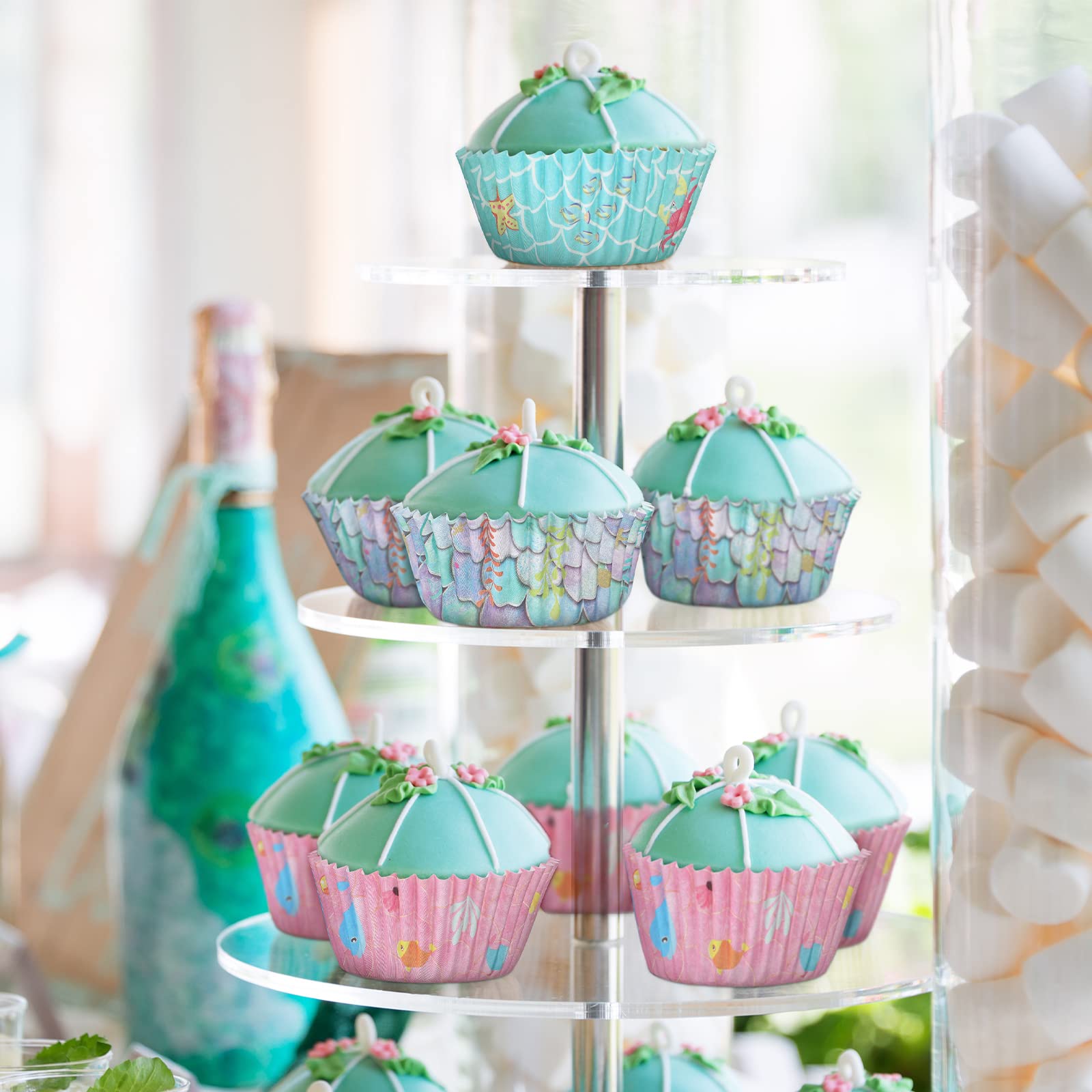 300 Count Mermaid Unicorn Cupcake Liners Mermaid Unicorn Cupcake Toppers Sea Theme Baking Cups Rainbow Mermaid Cupcake Wrappers