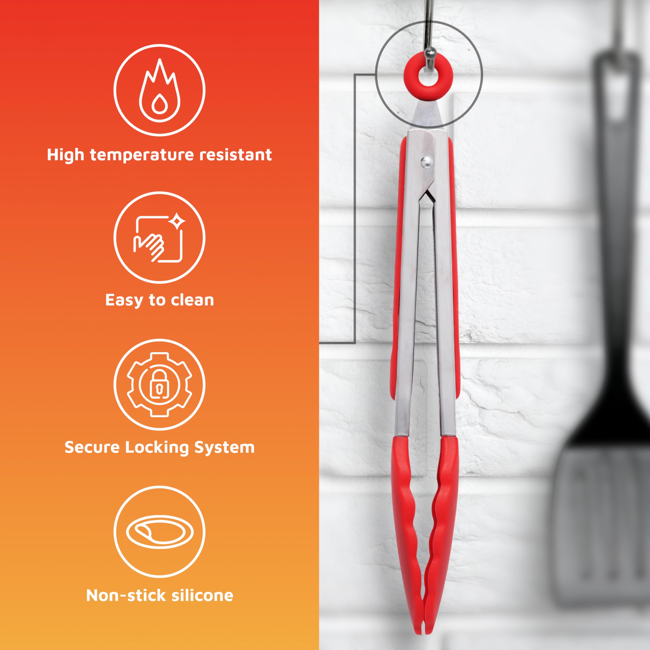 Popco Silicone Tongs for Cooking (3 food tongs x 7/9/12'') Heavy Duty Stainless Steel BBQ Kitchen Tongs for Cooking  Grilling  Cooking Tongs  Kitchen Tongs with Silicone Tips  Salad Tongs  Rubber Tongs