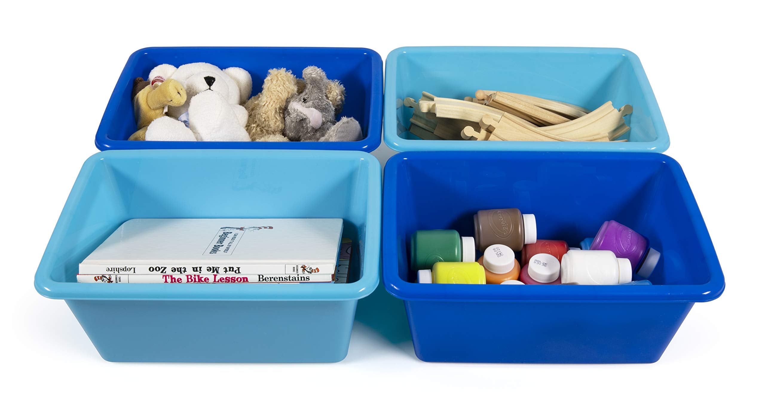 Humble Crew Small Plastic Storage Bins, Set Of 4, Navyteal
