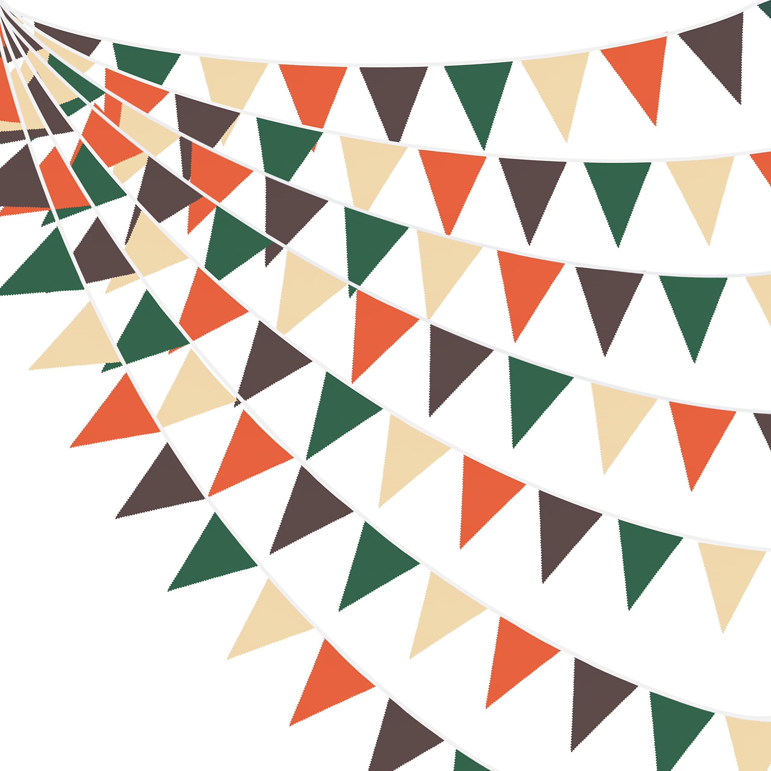 32Ft Orange Green Brown Party Decorations Triangle Flag Pennant Bunting Fabric Garland For Jungle Safari Animal Party Zoo Themed