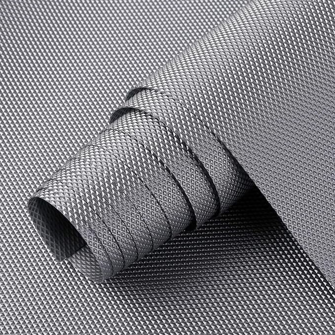 KayJen 60cm x 10m Silver Anti-Slip Mat | Food-Grade EVA Shelf Liner for Fridge, Kitchen, Drawers & Tables | Water-Resistant, Dur