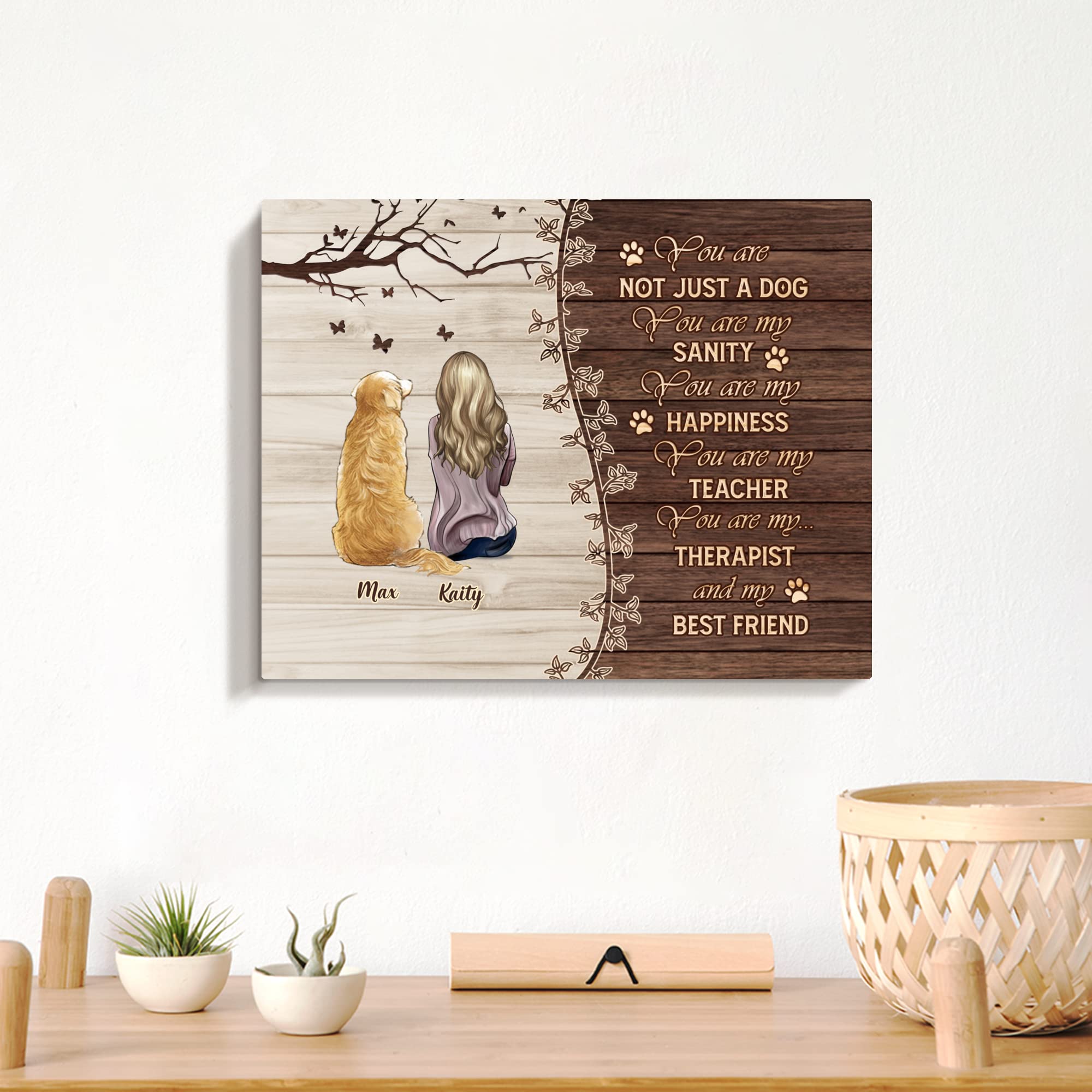 Gossby Custom A Girl And Her Dog Wrapped Canvas Wall Art - Personalized Dog Lover Gift For Women With Design, Name, Dog Breed -