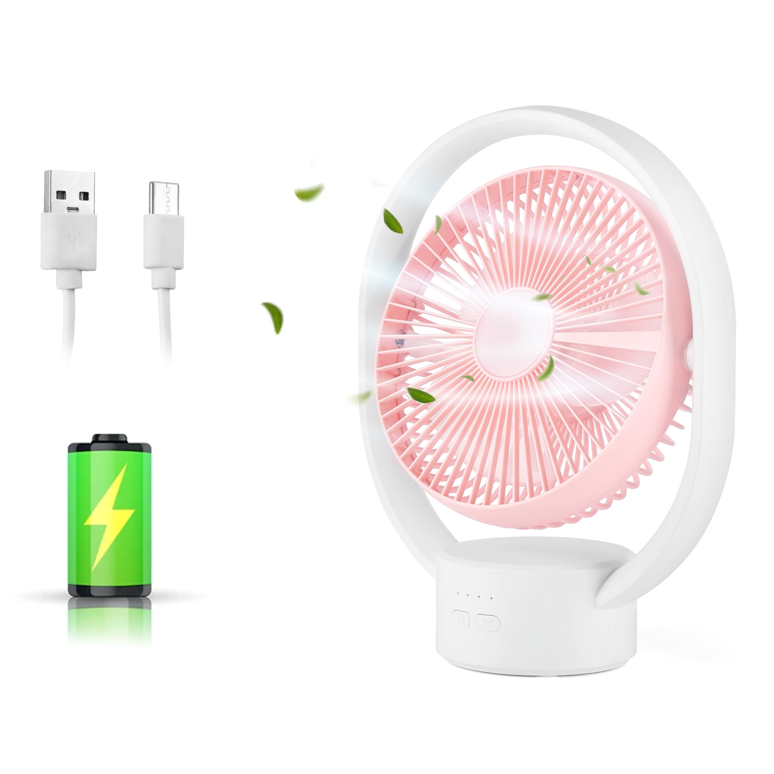 Gesto 9.6 Inch High Speed Rechargeable Table Fan For Home  Usb Charging Battery Fan With Led Light | 3000Mah Battery For Upto 8
