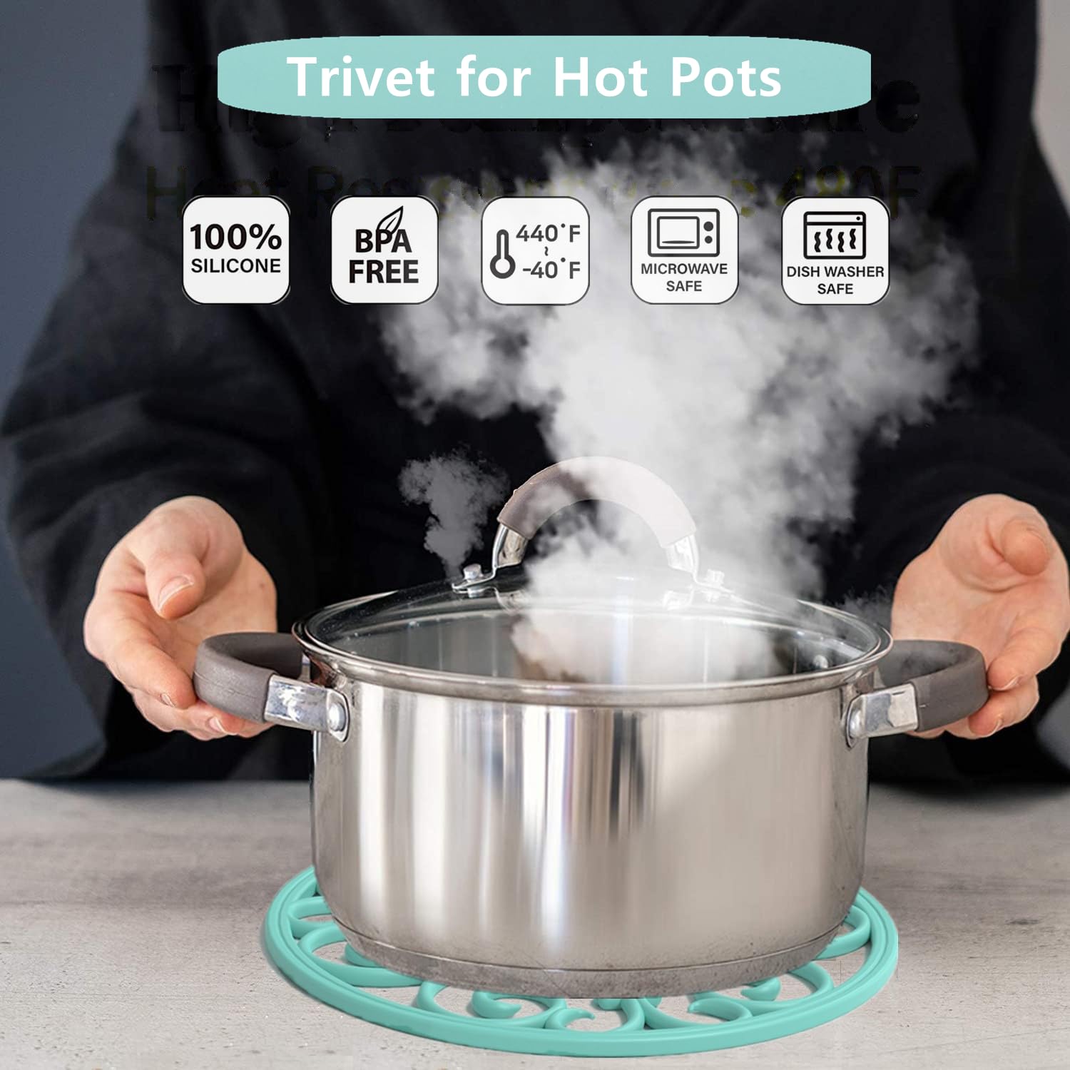 Trivets For Hot Dishes, Silicone Trivet, Trivets For Hot Pots And Pans, Heat Resistant Non Slip Hot Pad For Kitchen, Pot Holders