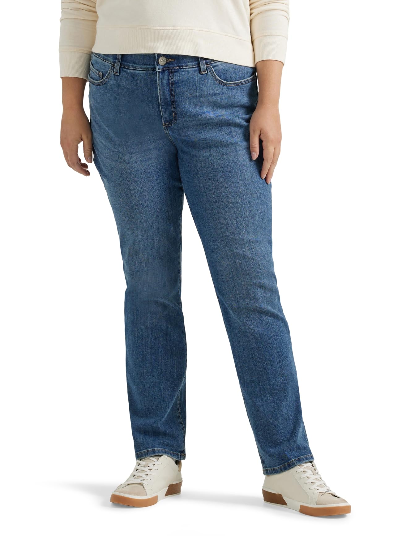 Lee Womens Size Flex Motion Regular Fit Straight Leg Jean, Juniper, 26 Plus