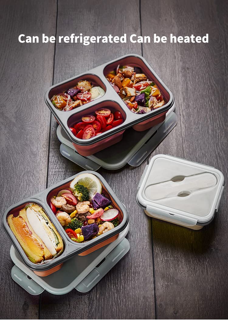 Green Handle Us - Reusable Foldable Take Out Lunch Bento Box Microwave & Dishwasher Safe Bpa Free Non Toxic Non Stick - Beige