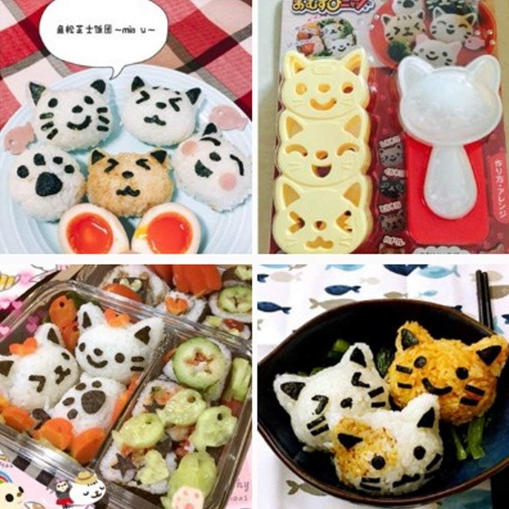 Fellibay Bento Accessories Sushi Mold Rice Ball Mold Cartoon Cat Pattern Sushi Bento Nori Kitchen Rice Decor Kits Sandwich Diy K