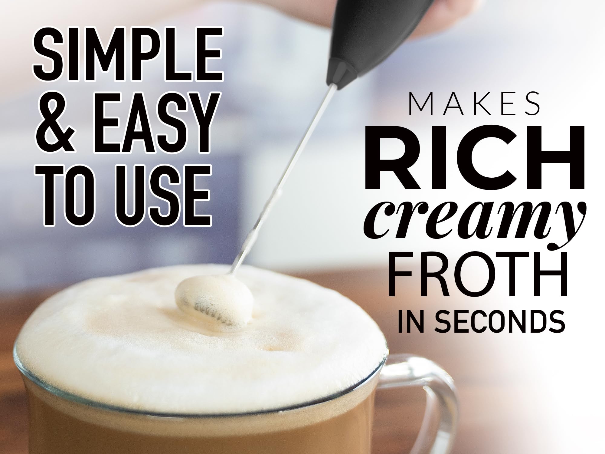Zulay Kitchen Milk Frother Set - Latte Art Coffee Kit - Comes With Milk Frother Handheld, Stainless Steel Frothing Pitcher & Cof