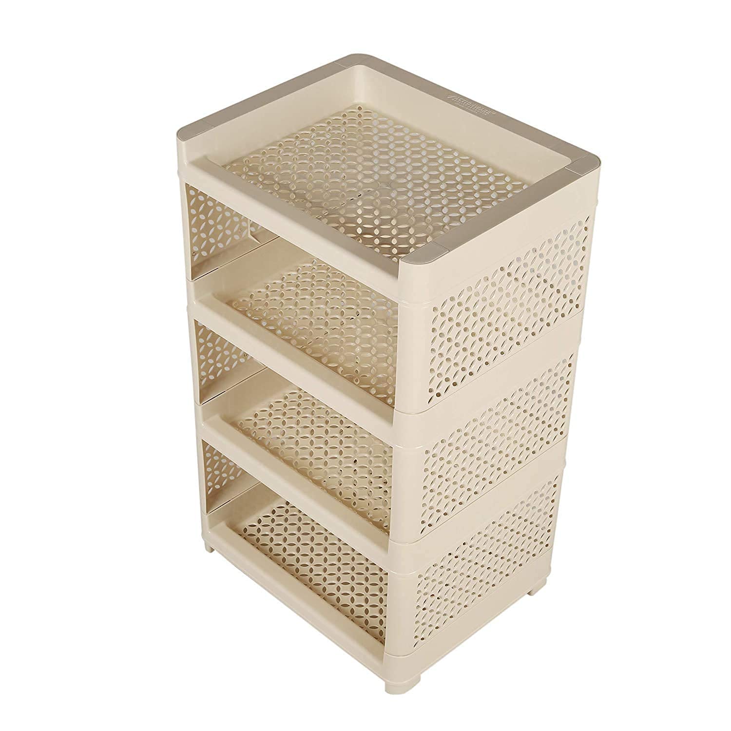 Pretox 4 Layer Multifunctional Kitchen Storage Shelf Book Steady Rack Easy Assemble Utility Rack Storage Basket Shelf Cabinet Un
