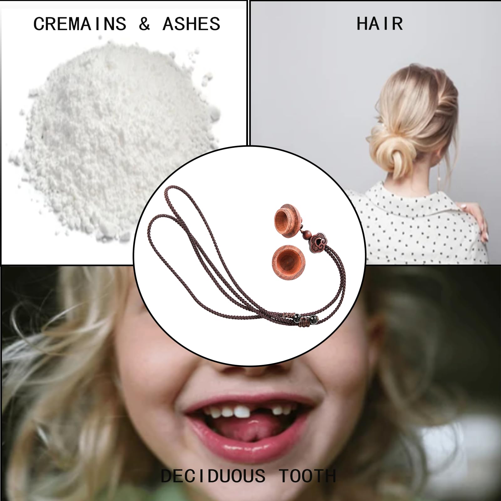 Small Wooden Ashes Pendant - Cremation Jewelry for Ashes, Memorial Urn Necklace for Men & Women, Adjustable Ash Pendant Keepsake