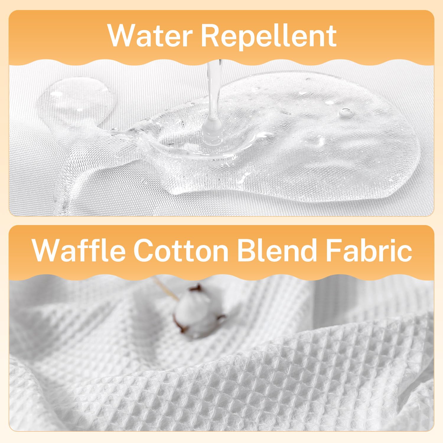 River Dream White Fabric Shower Curtain Set  Cotton Blend  Waffle Weave  with Snap in Replacement Liner 71 x 86 inches