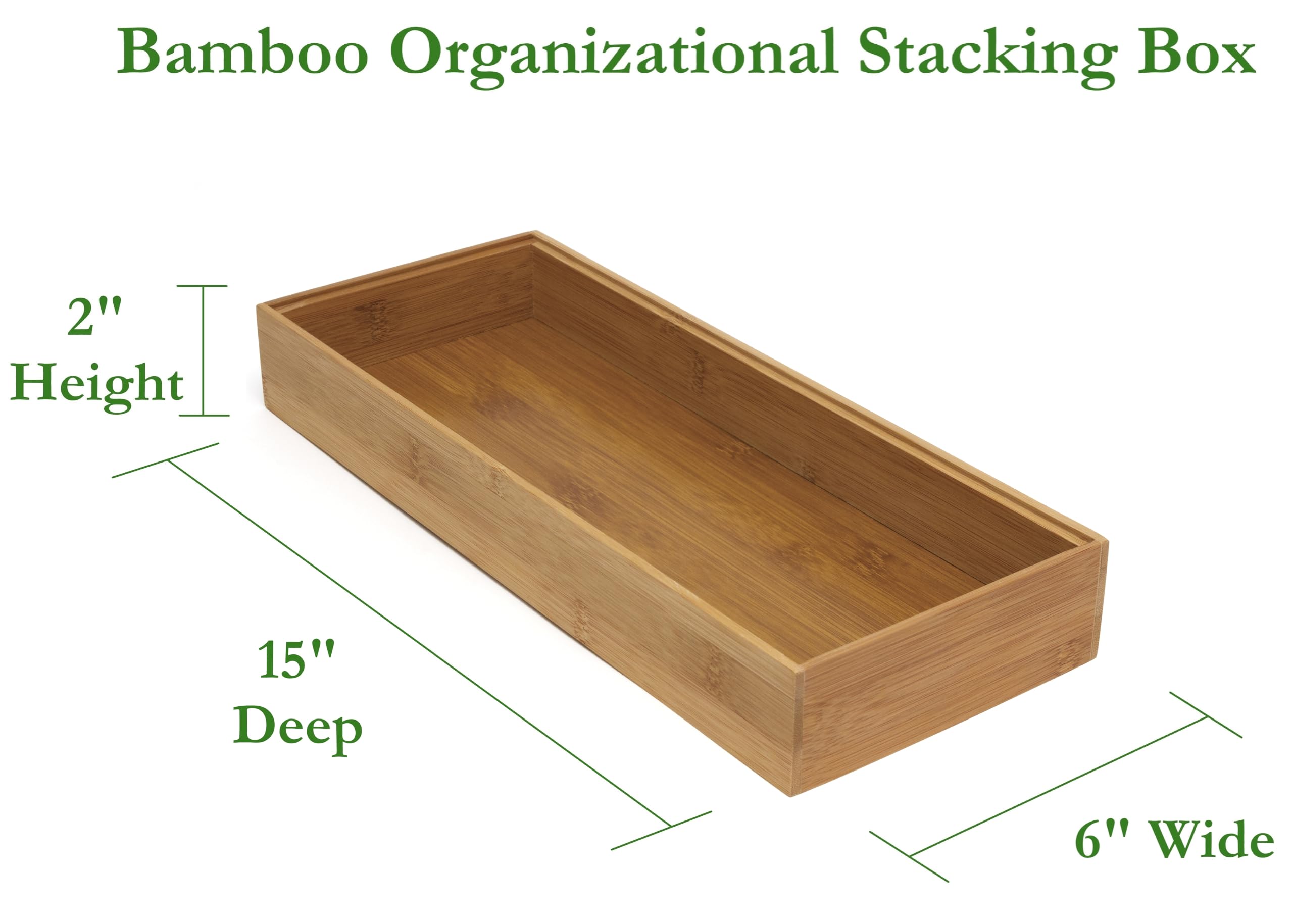Lipper International 8186S Bamboo Wood Stacking Drawer Organizer Box, 6'' x 15''