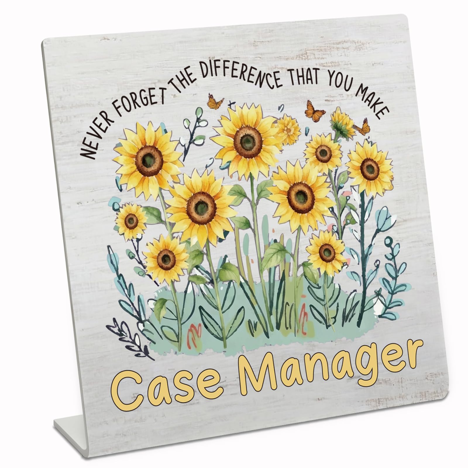 Stainless Steel Desk Plaque with Sunflower Design, Inspirational Gift for Case Manager, Meaningful Appreciation Gift for Case Ma