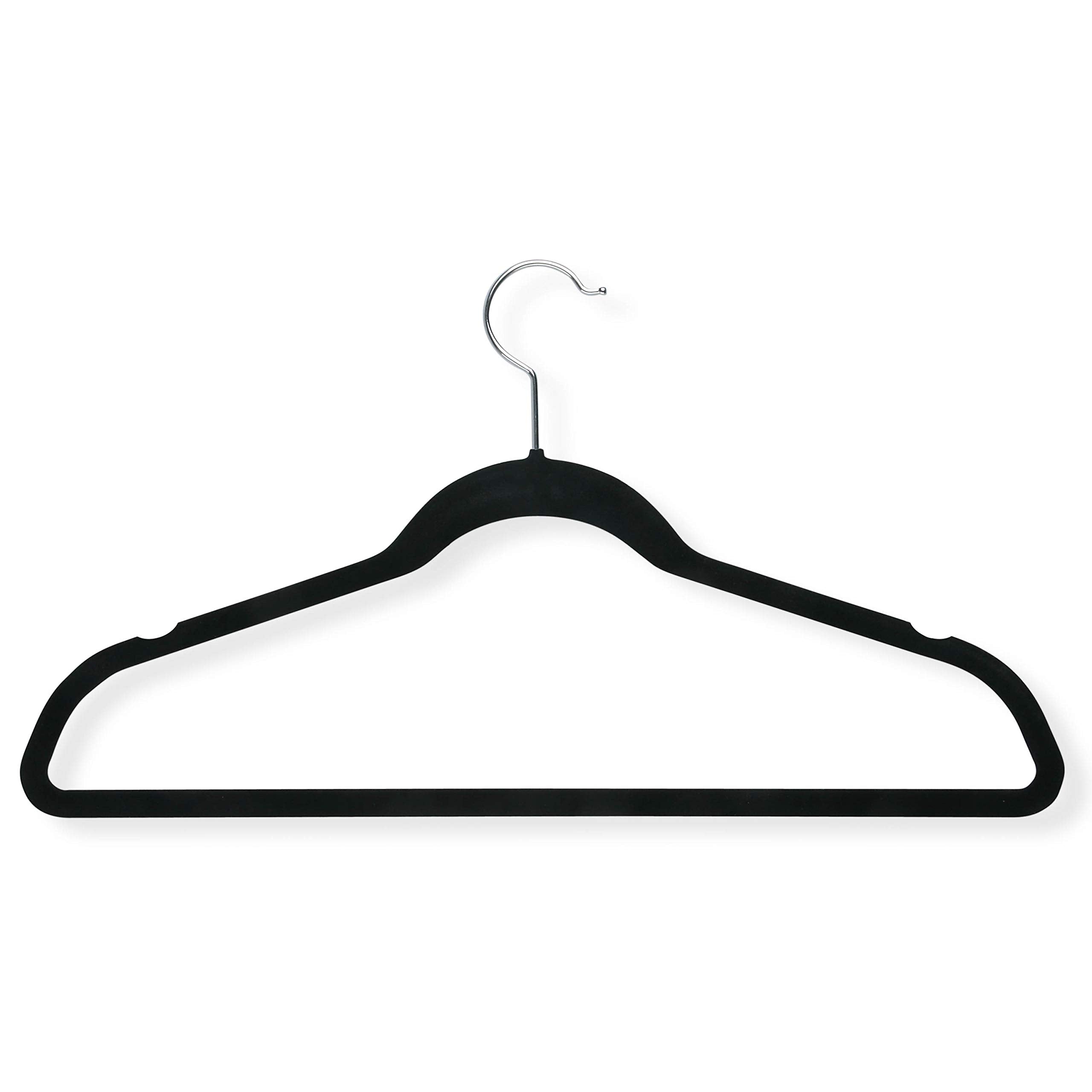 Honey-Can-Do Hng-01050 Ultra-Thin Non-Slip Velvet-Touch Hangers, Black, 20-Pack