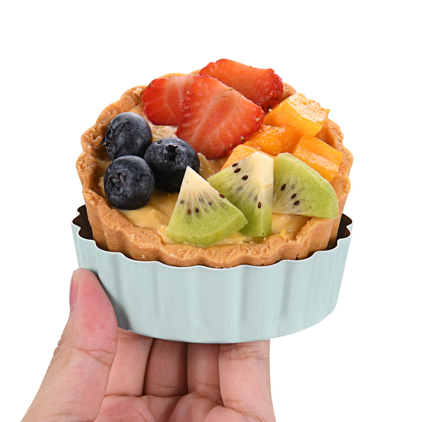 Cggyyz Mini Round Tart Pan With Removable Bottom, Nonstick Mini Pie Pans For Baking, Carbon Steel Quiche Pan Set For Cupcake Muf