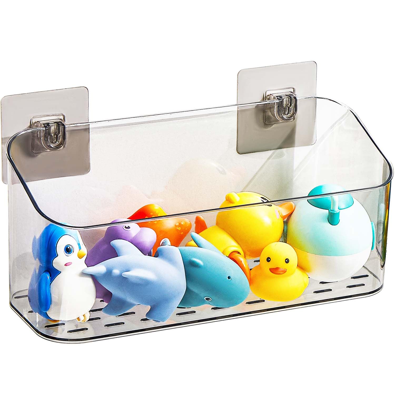 Eunion Bath Toy Storage Organizer, Adhesive Shower Caddy Shower Organizer, Bathtub Toy Holder, Large Capacity Wall Mounted Holde