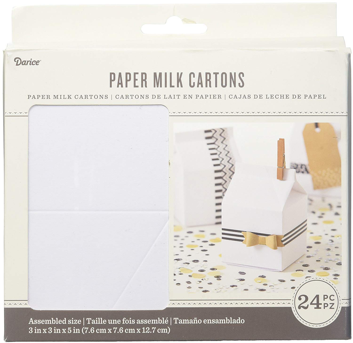 Darice White Milk Cartons - 24 Count Paper Party Favors (Model 30027796)