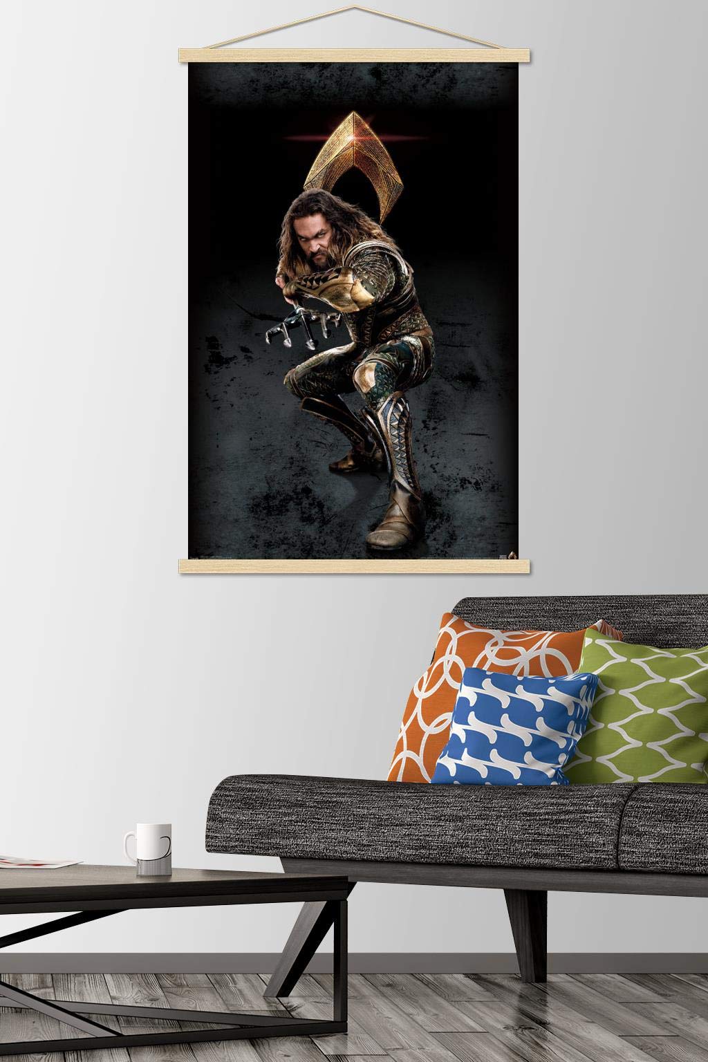 Trends International Dc Comics Movie - Justice League - Aquaman Wall Poster, 22.375'' X 34'', Premium Print And Beechwood Hanger