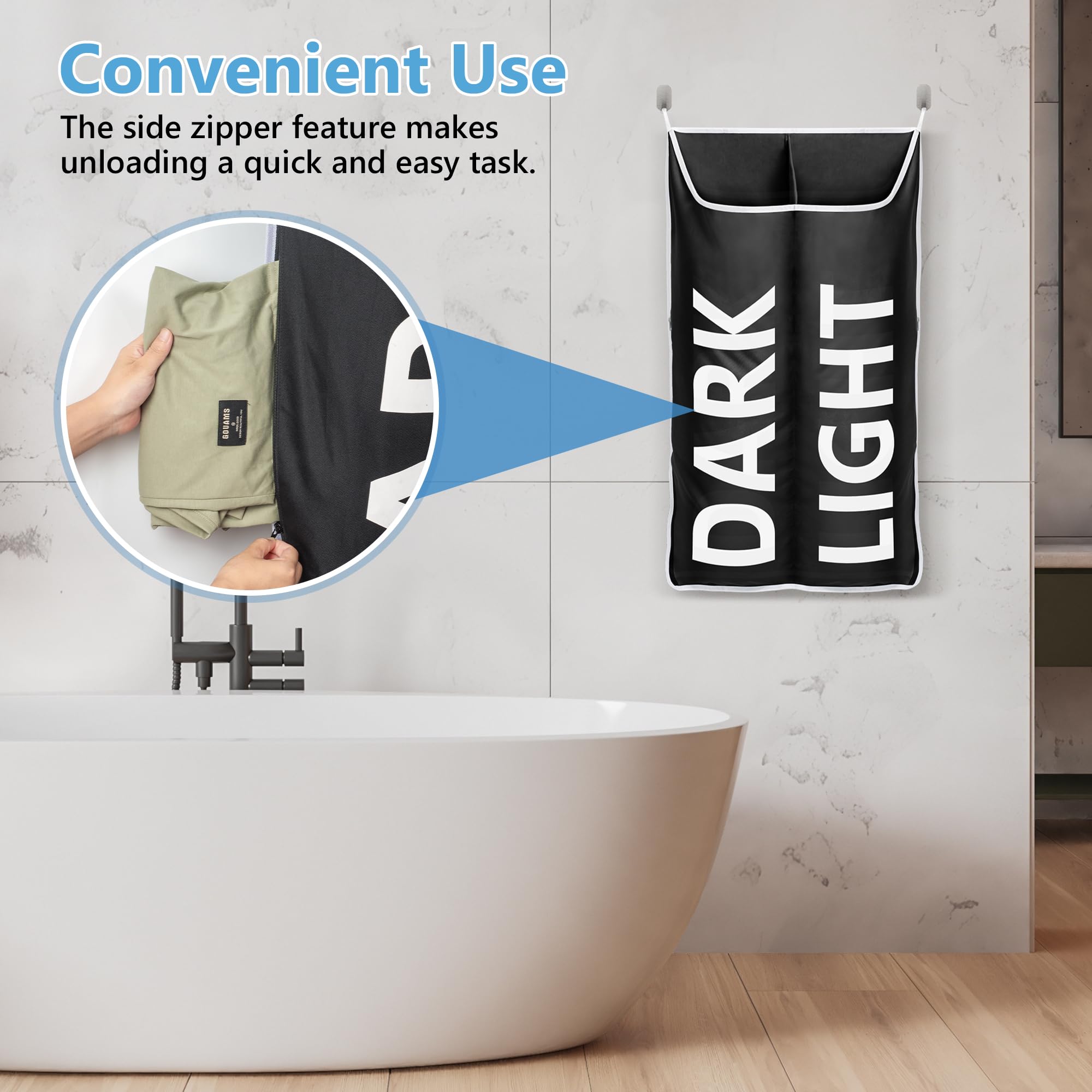 Donaq Hanging Laundry Hamper Bag Xl 40X22'', Space Saving Over The Door Storage Bags, Behind The Door Hampers For Dirty Clothes