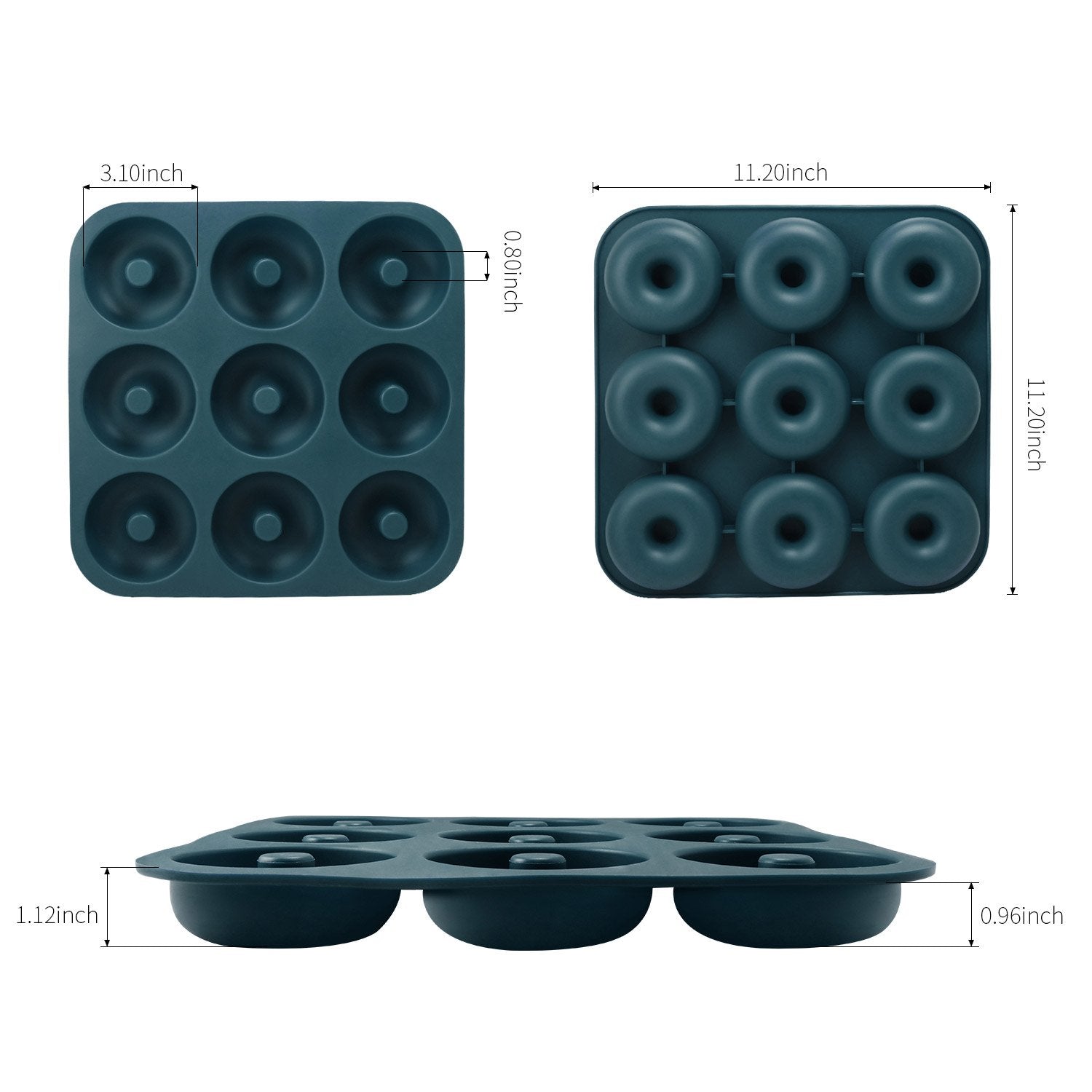 FUNLAVIE Silicone Donut Pan, 9 Cavity Non-Stick Bagel Mold, BPA Free, Navy Blue, 11.2 x 11.1 Inches, Model YJTX