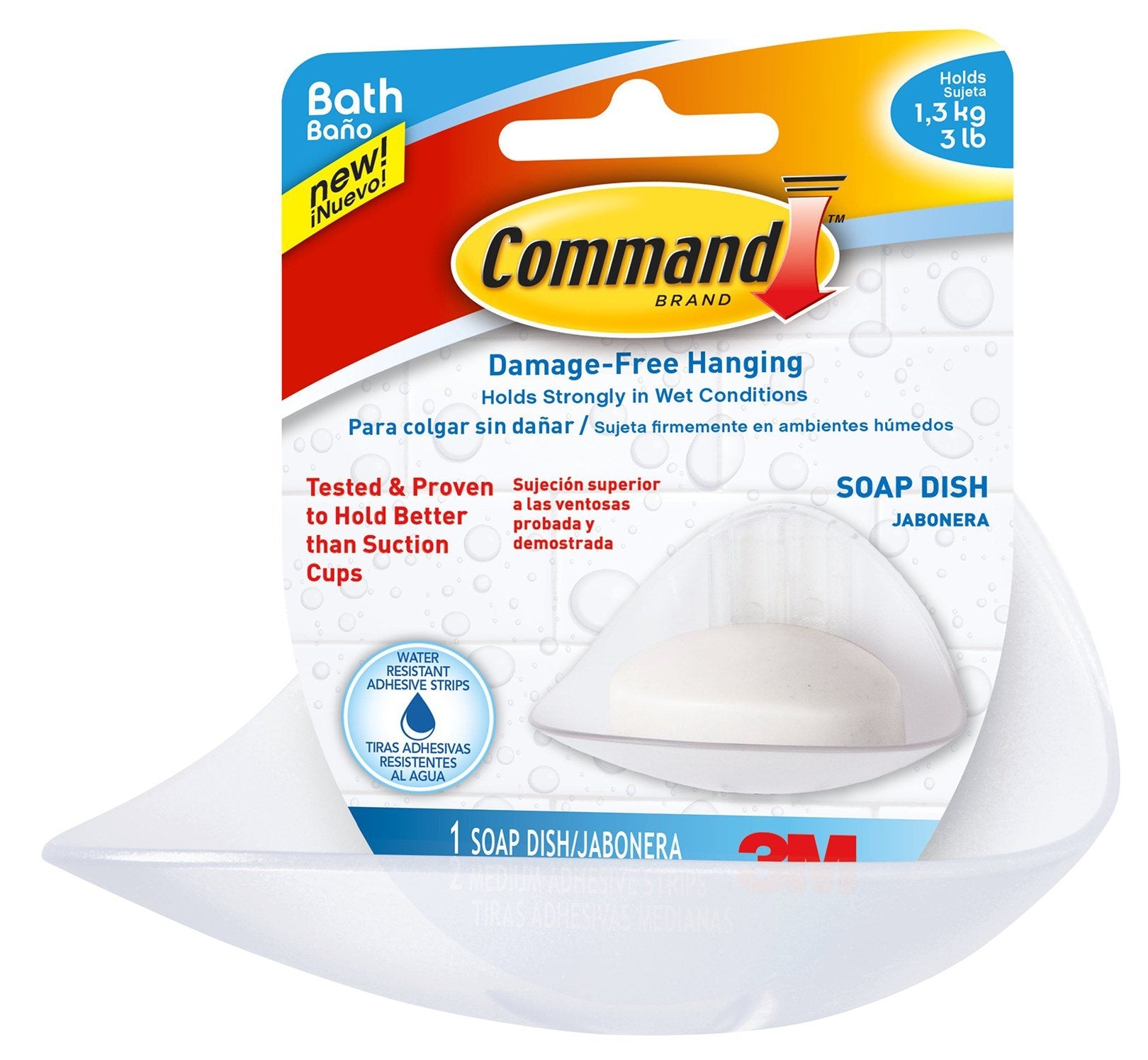 Command Strips Bath14-Es Command Soap Dish With Water-Resistant Strips
