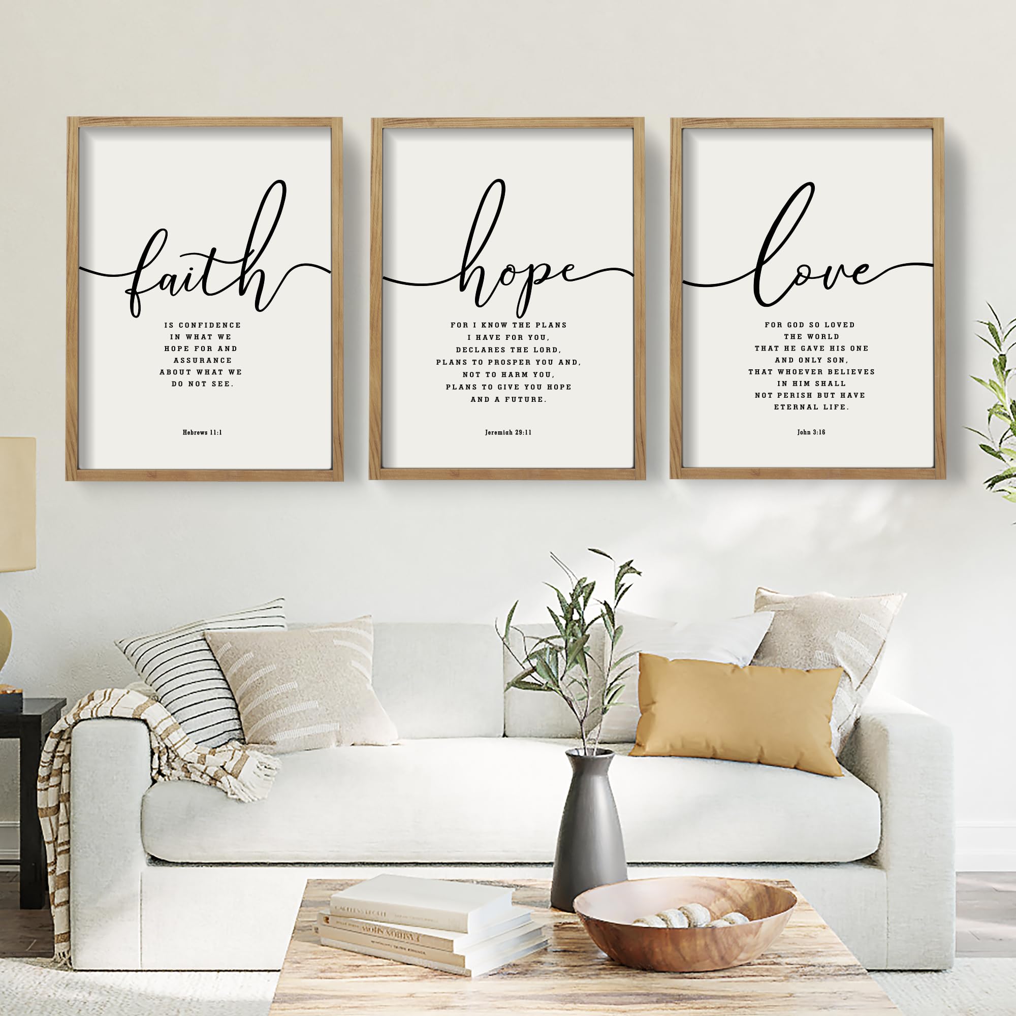 Houmury Set Of 3 Framed Farmhouse Bible Verses Wall Decor Sign 11   X14    Christian Faith Scripture Wall Art For Home Living Ro