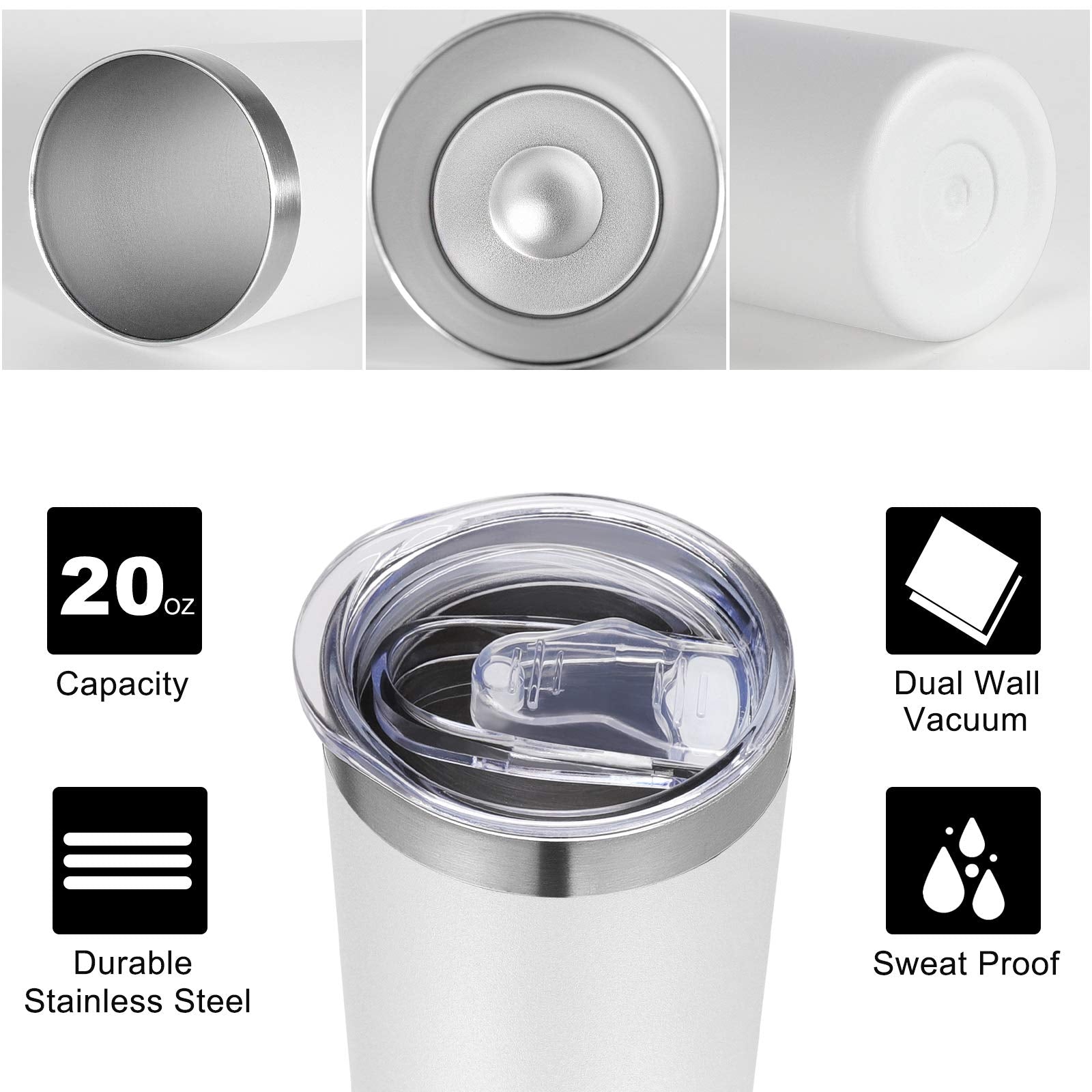 Vegond Stainless Steel Tumblers Bulk 6 Pack, 20 Oz Vacuum Insulated Skinny Tumblers With Lid And Straw, Double Wall Coffee Mug,