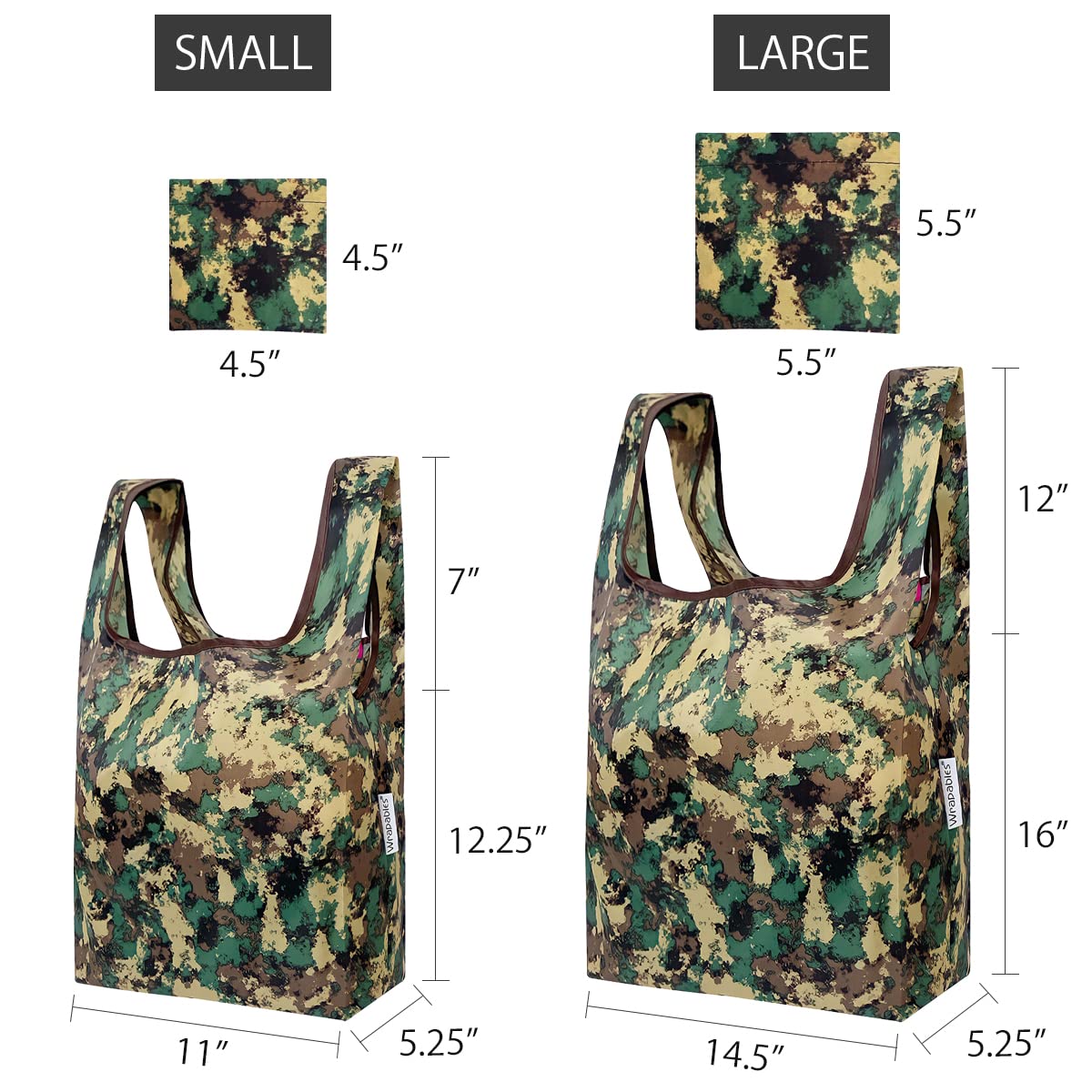 Wrapables Jolibag Collection Reusable Shopping Bag (Set Of 2), Green Camo