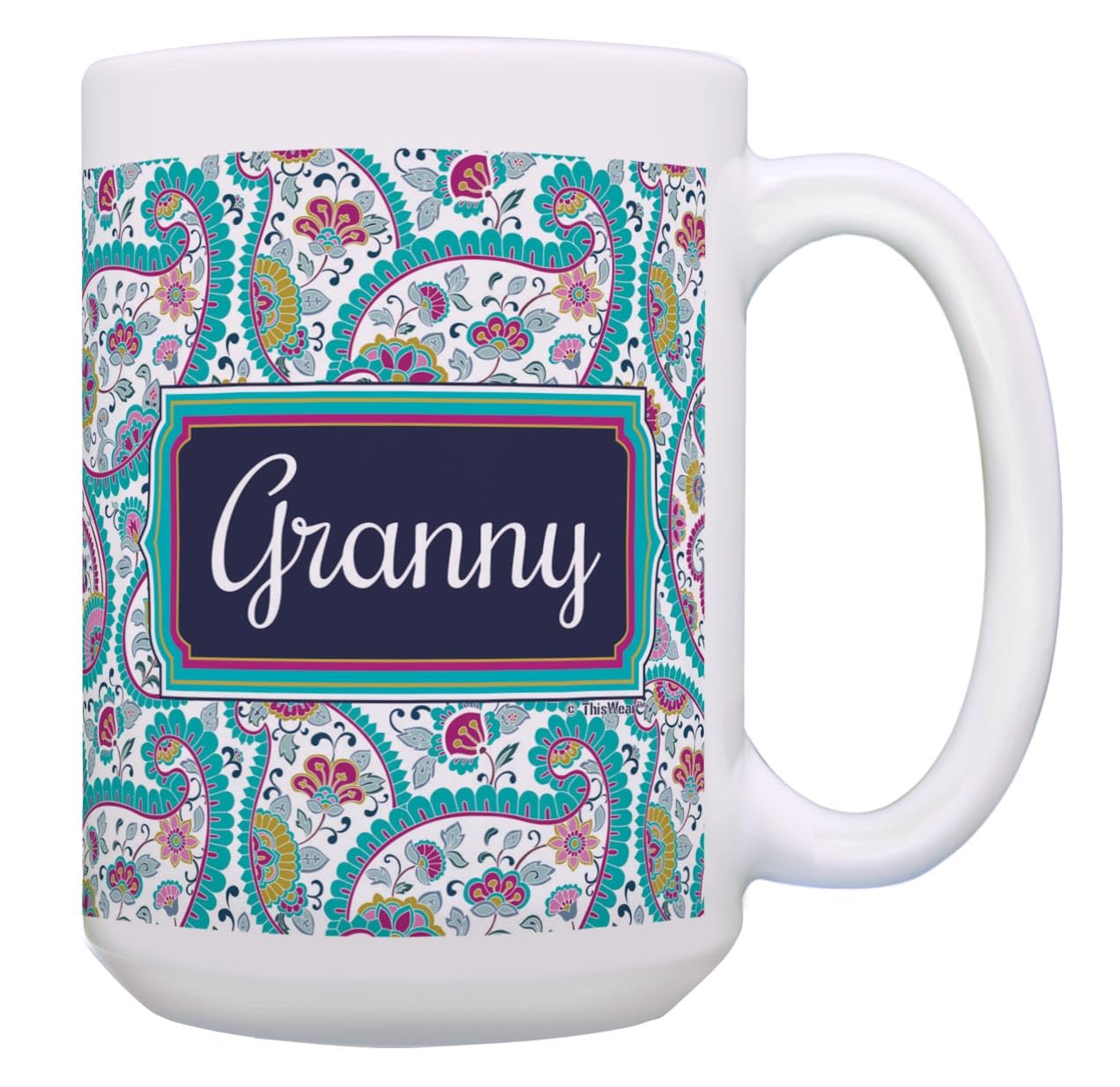 Granny Grandma Gifts Granny Paisley Mug Granny Cup 15Oz Ceramic Coffee Mug With Handle Paisley