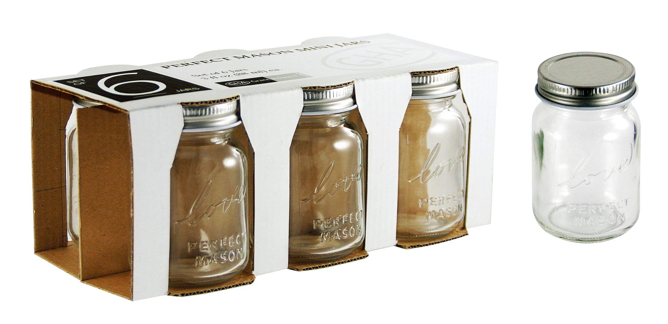 Grant Howard 51067 Perfect Mason Mini Jar, 3 Oz., Set Of 6 Per Gift Box